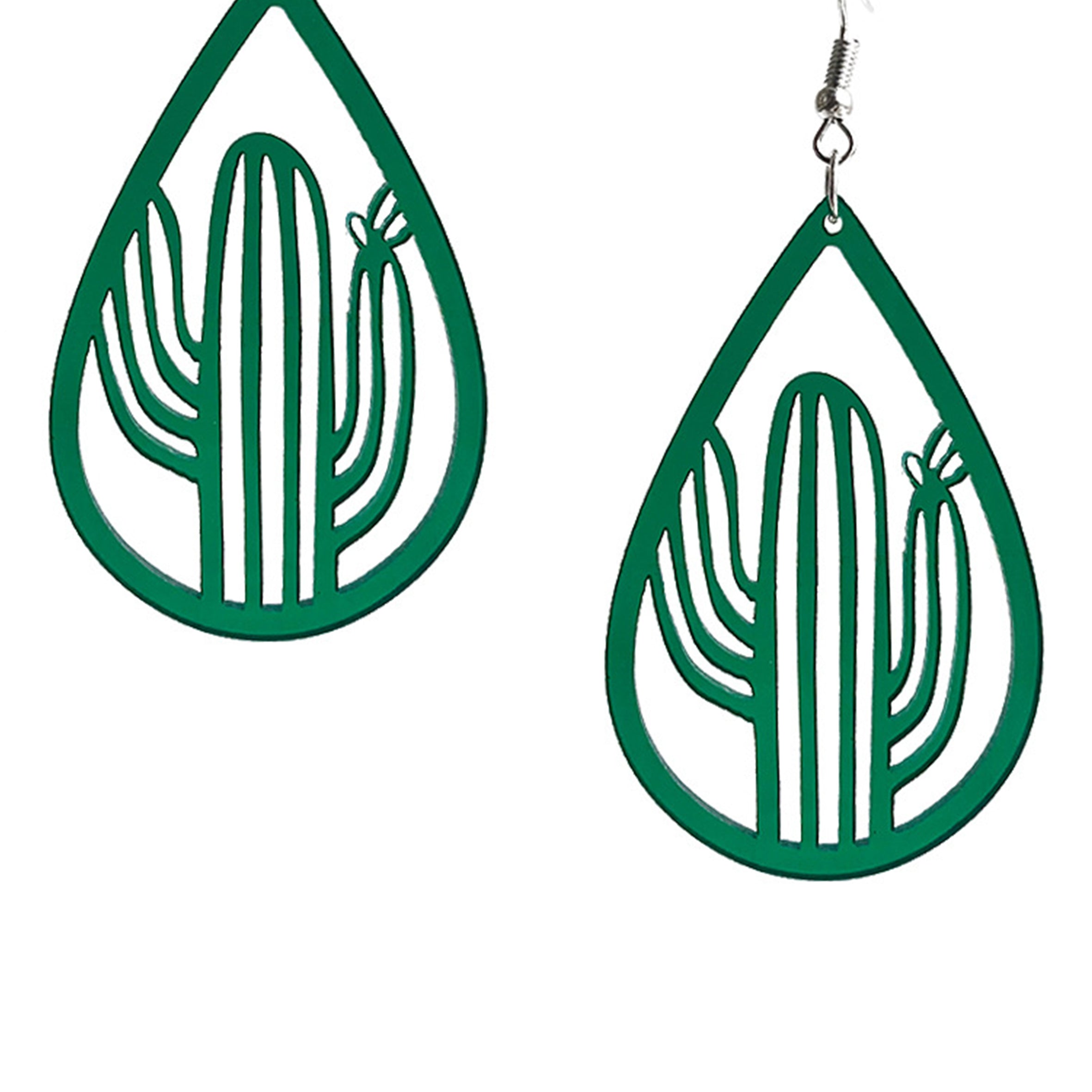 Teardrop Cactus Acrylic Earrings E8076