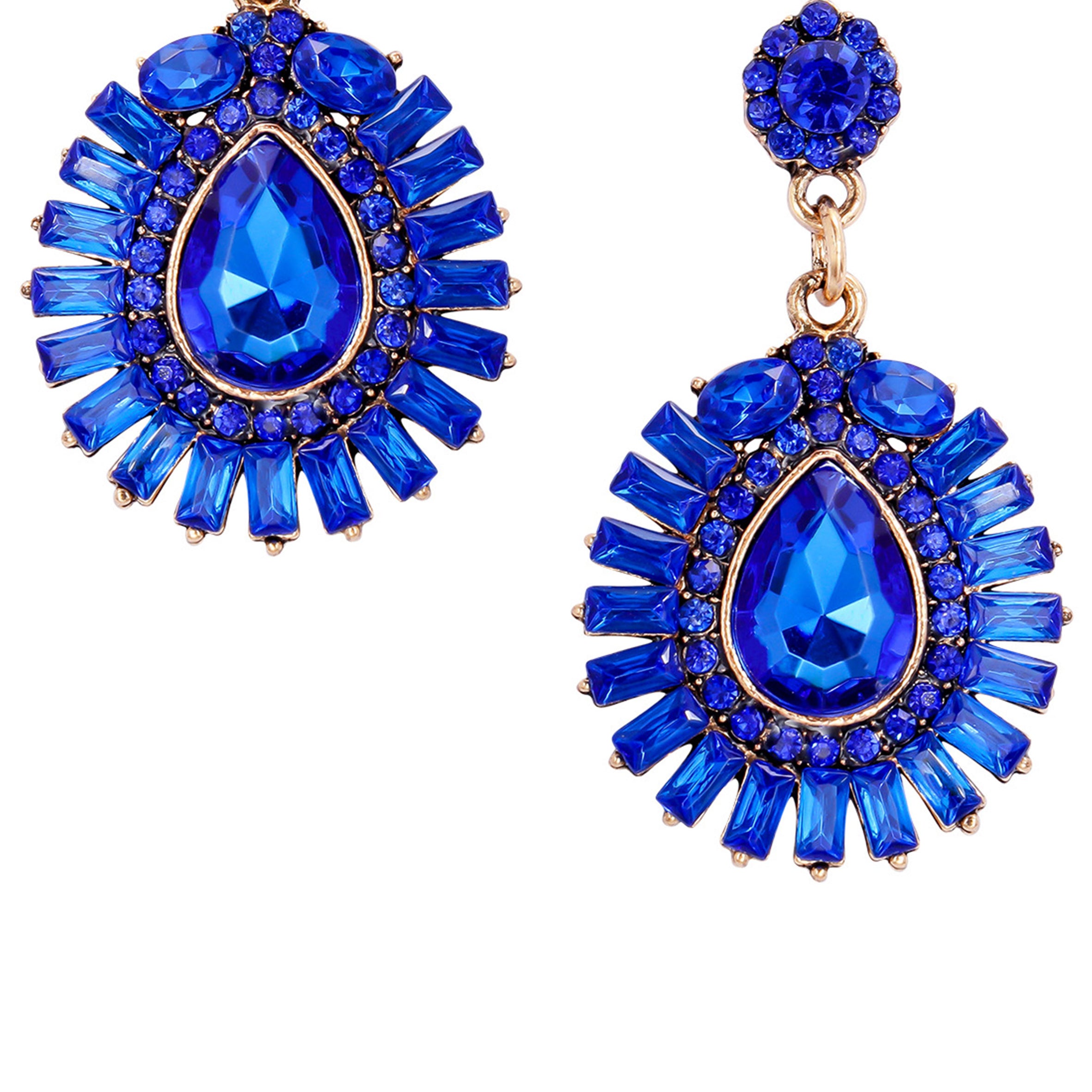 Pendientes de diamantes de imitación con forma de lágrima geométrica E8114