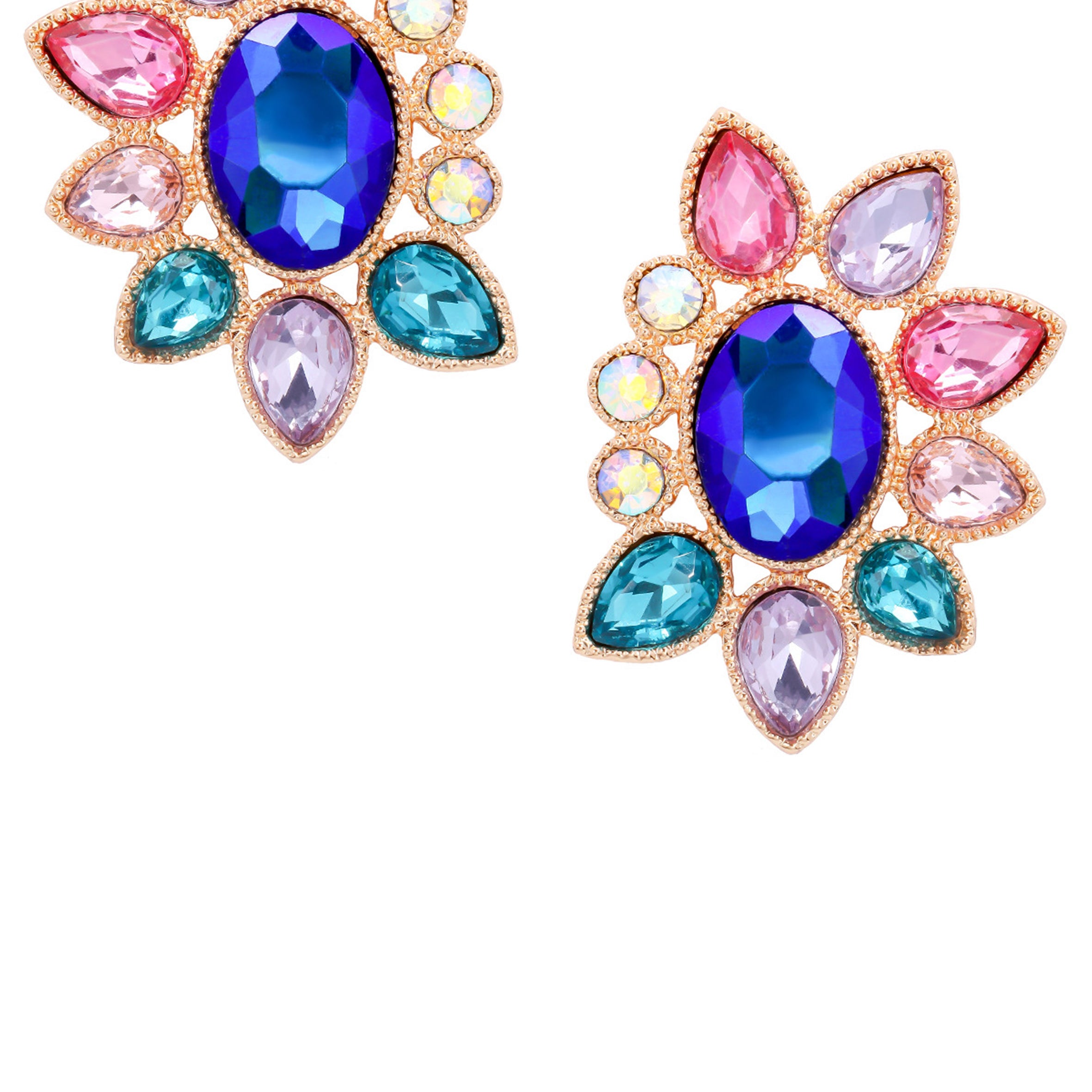 Floral Rhinestone Stud Earrings E8115