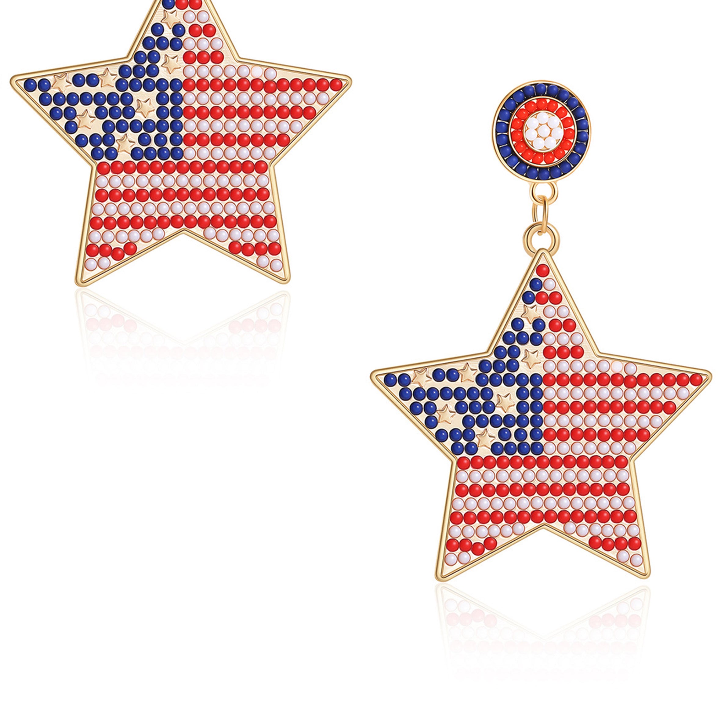 Star American Flag Beaded Earrings E8126