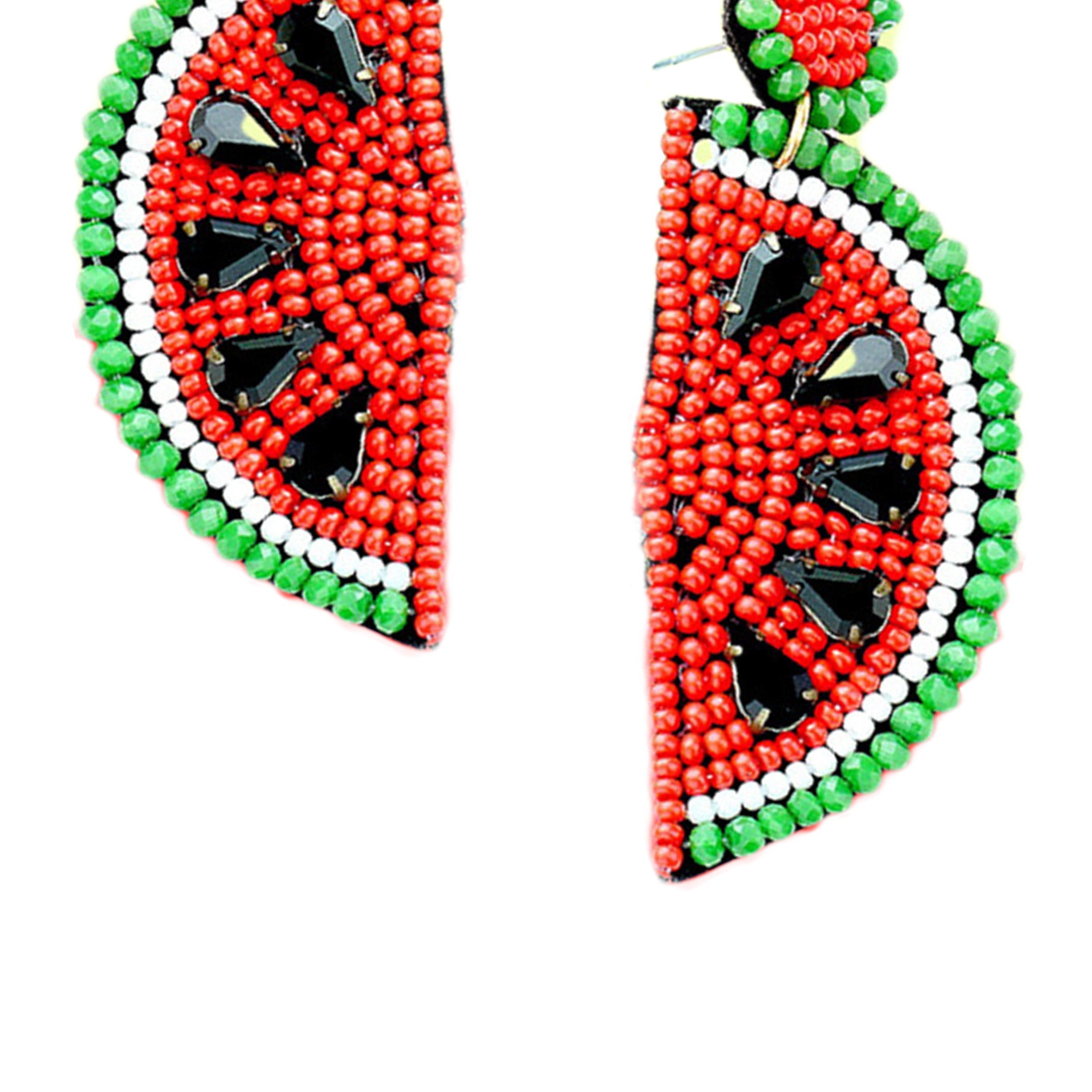 Watermelon Seed Bead RhinestoneEarrings E8132