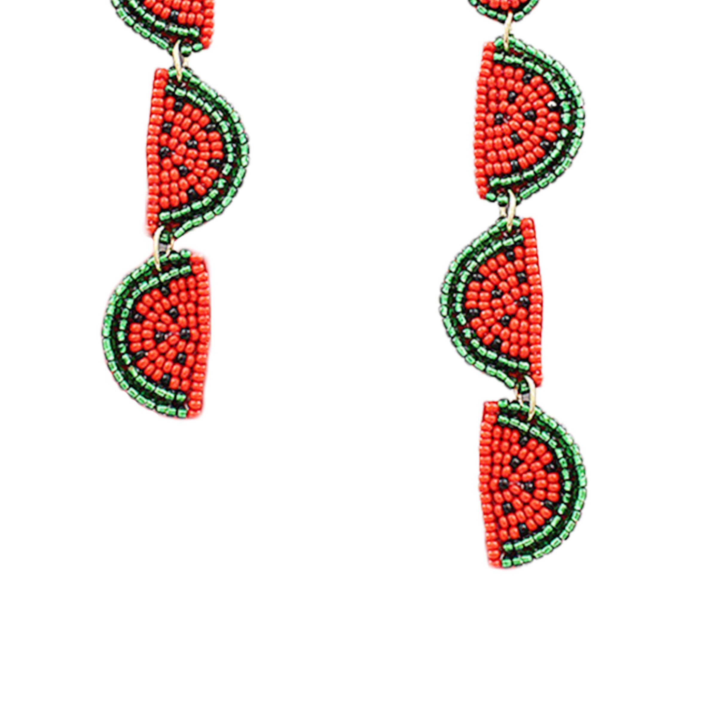 Pendientes de borlas con tres cuentas de semillas E8133