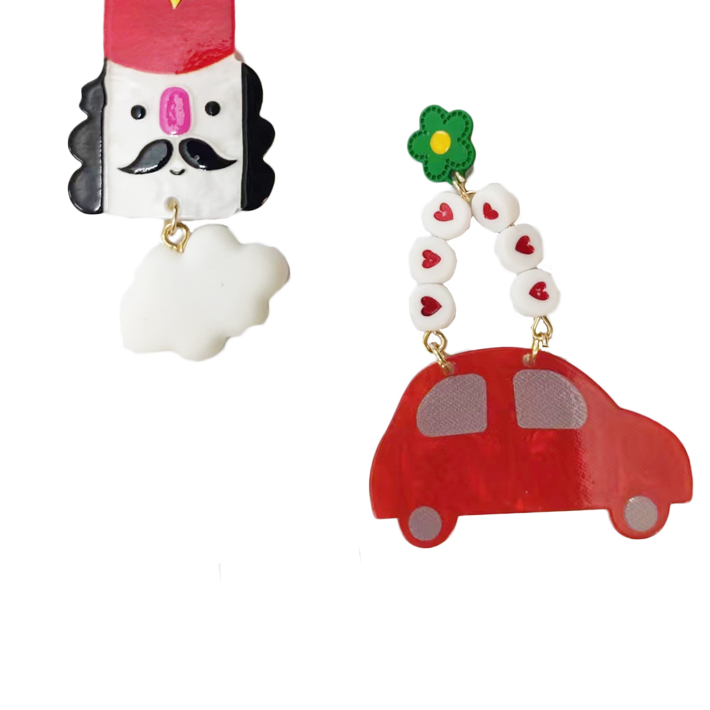 Nutcracker Car Acrylic Asymmetric Earrings E8139