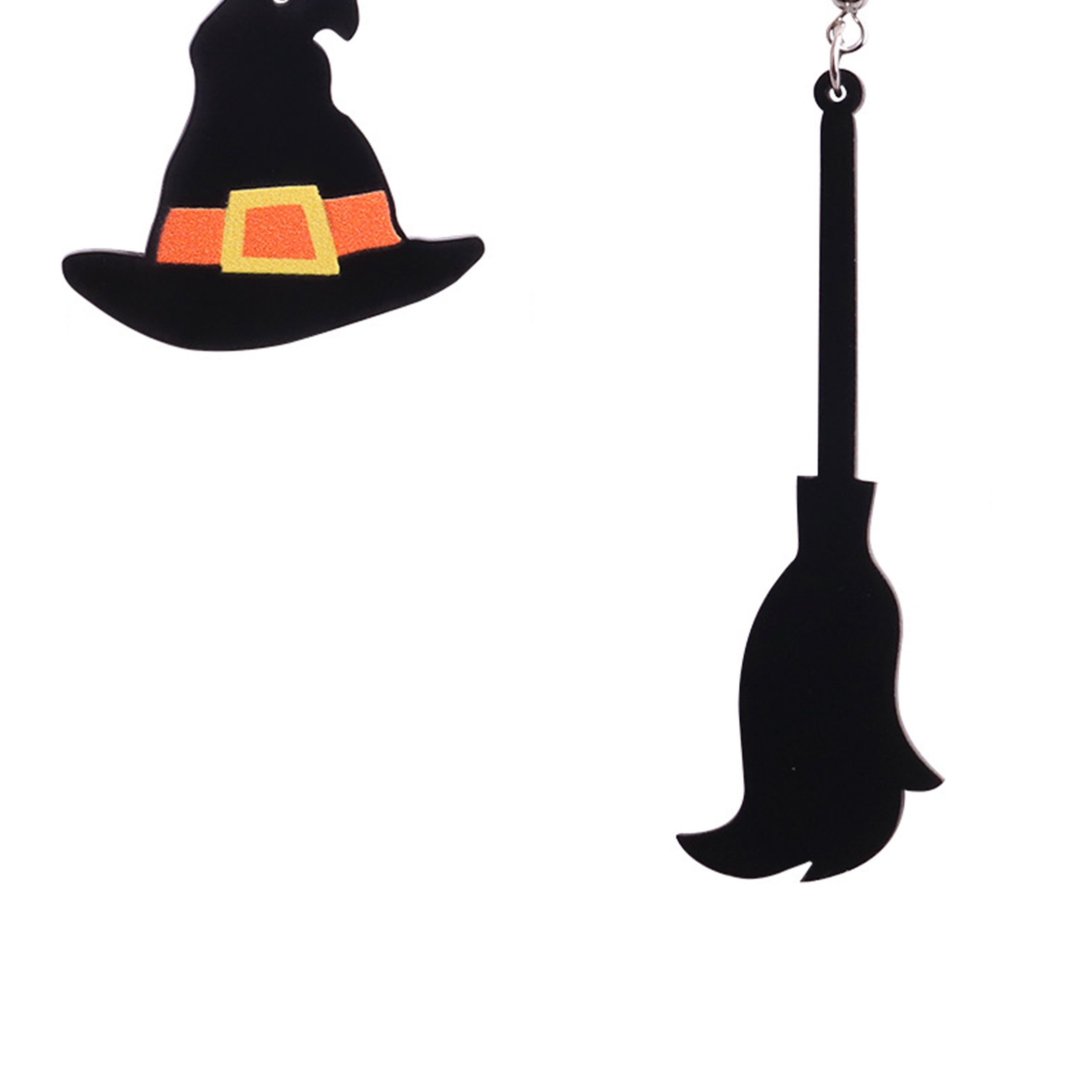 Halloween Hat Broom Acrylic Earrings E8157