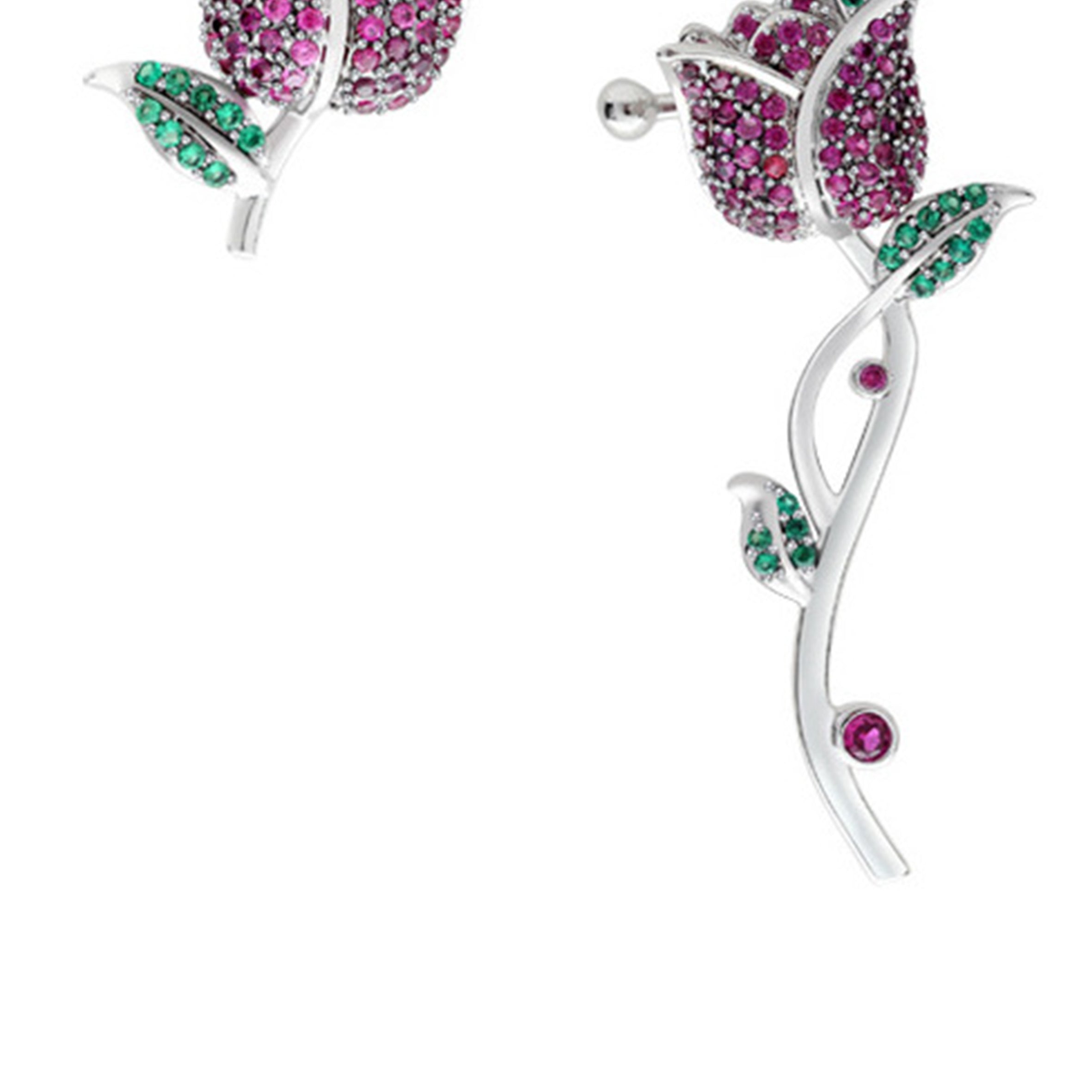 Pendientes asimétricos de circonitas cúbicas rosas E8171