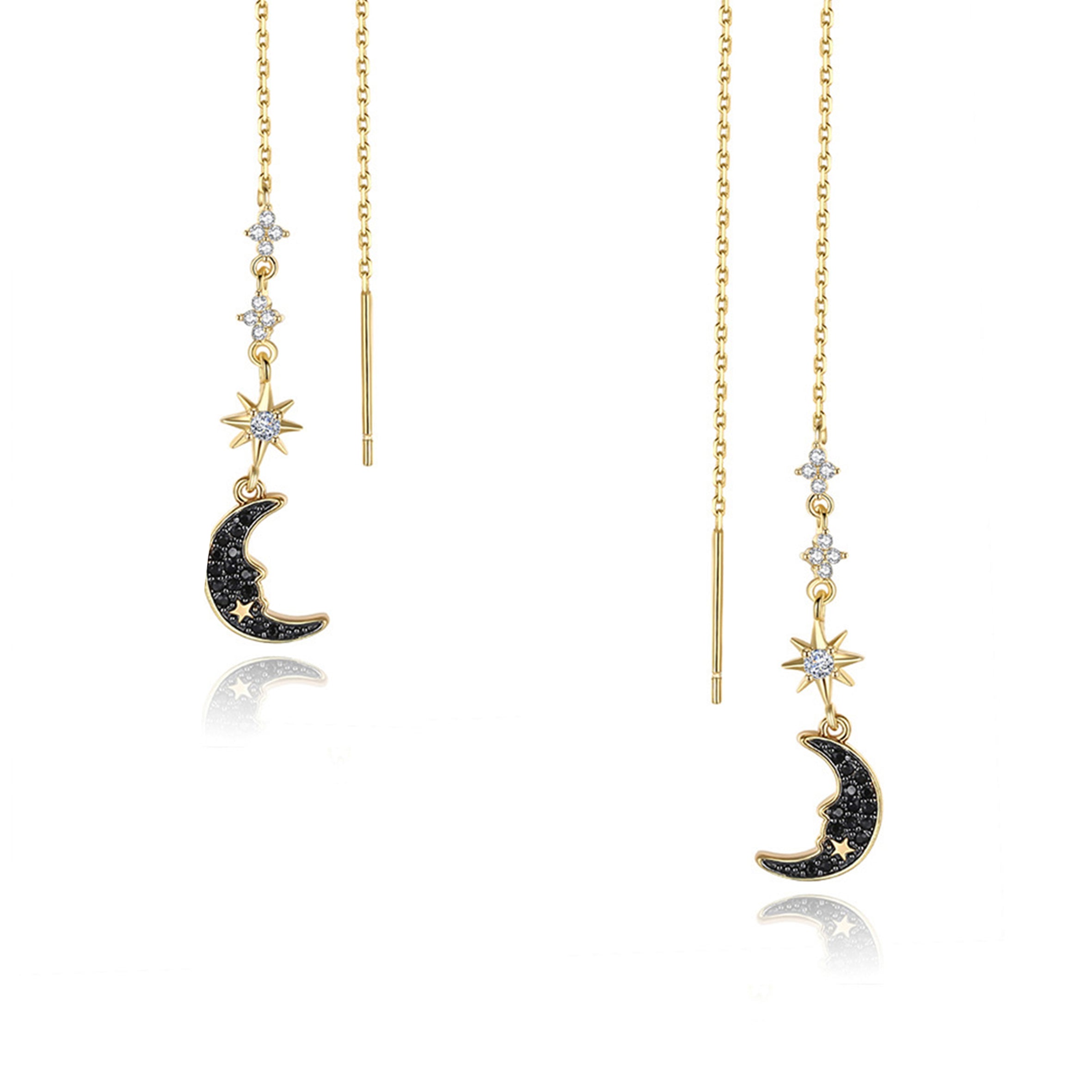 Moon Cubic Zirconia Tassel Earrings E8174