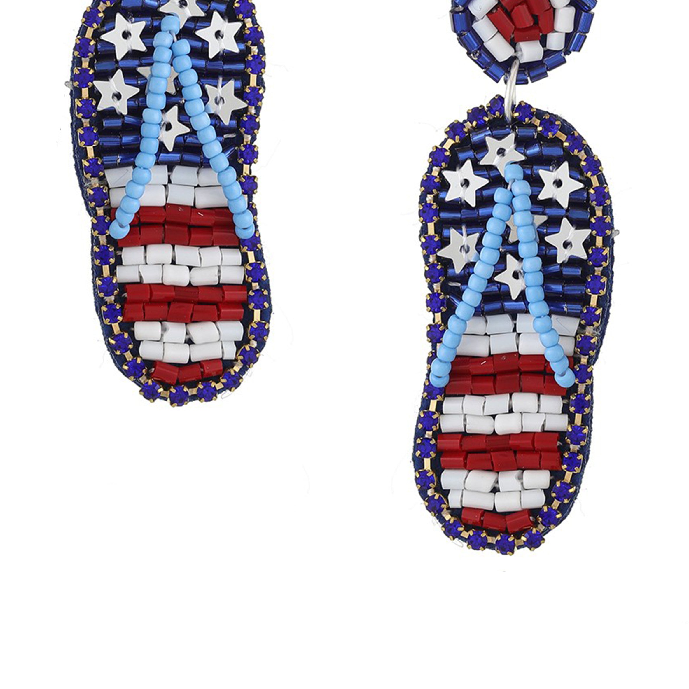 Slippers American Flag Seed Bead Earrings E8207