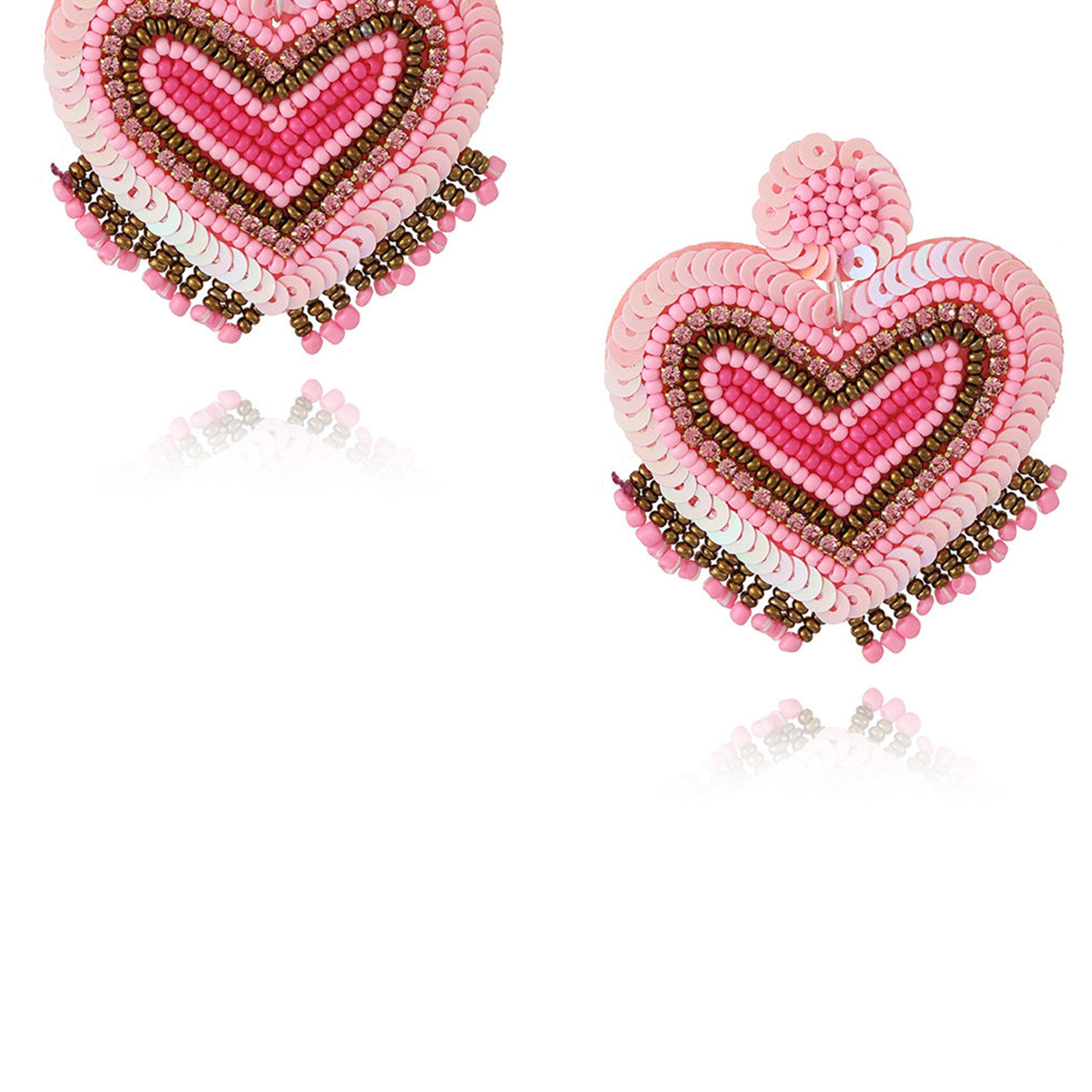 Pendientes de cuentas de semillas con forma de corazón E8215