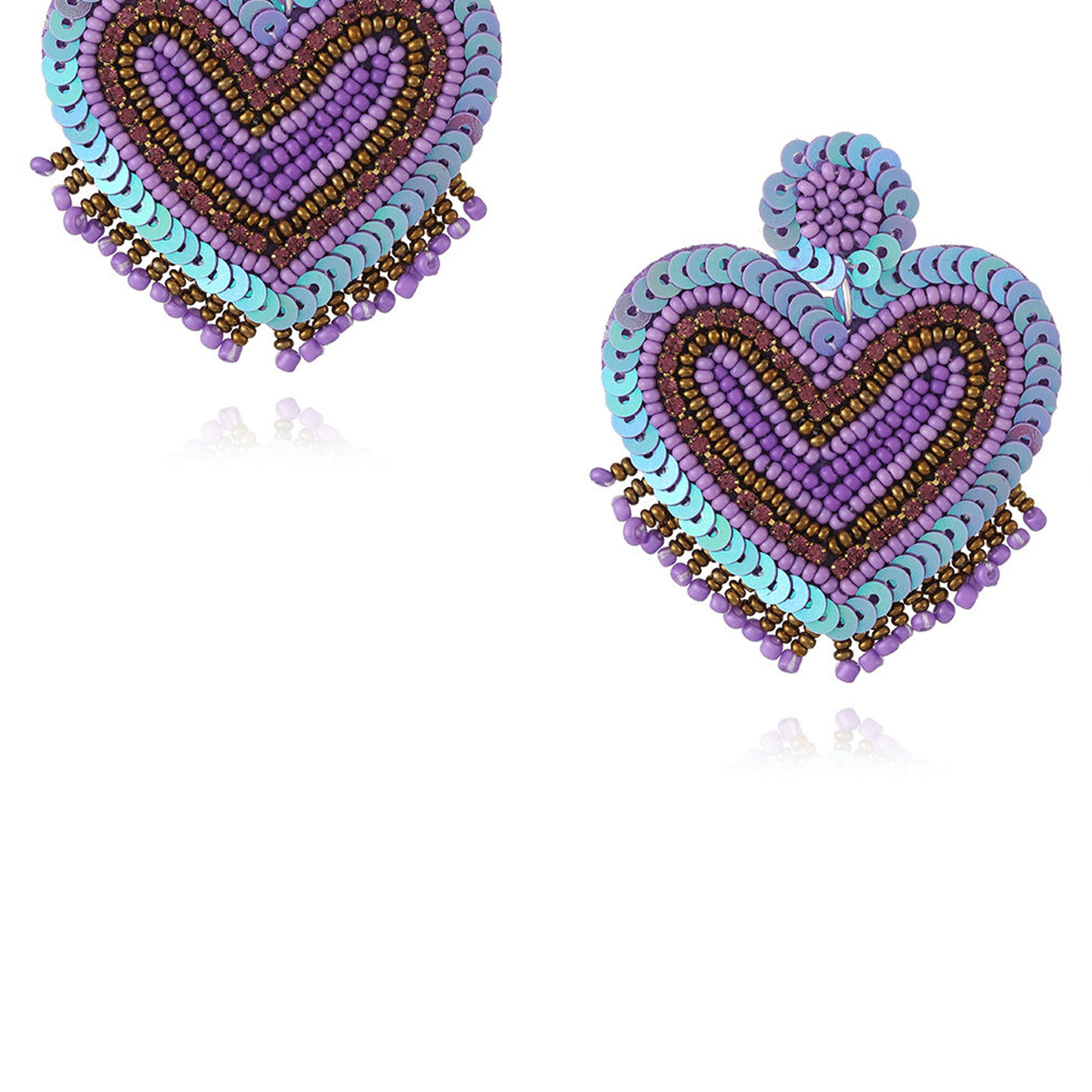 Pendientes de cuentas de semillas con forma de corazón E8215