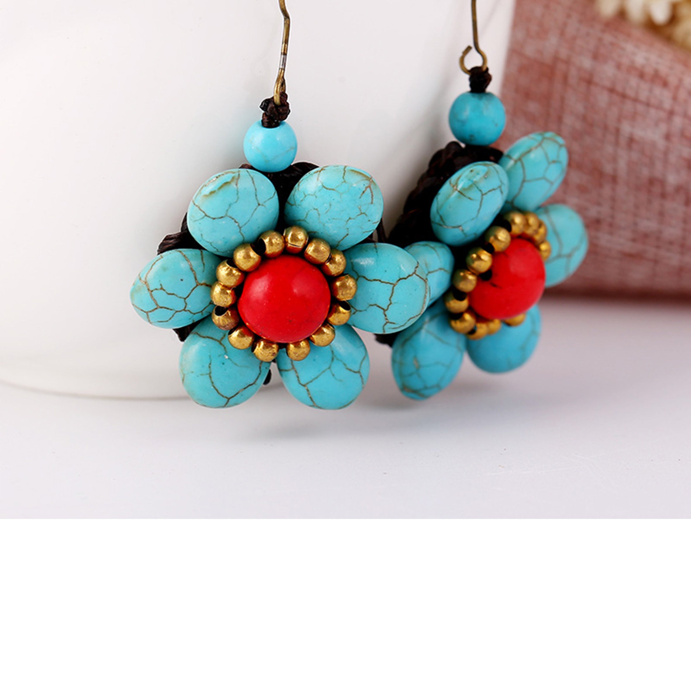 Pendientes florales turquesas E8227