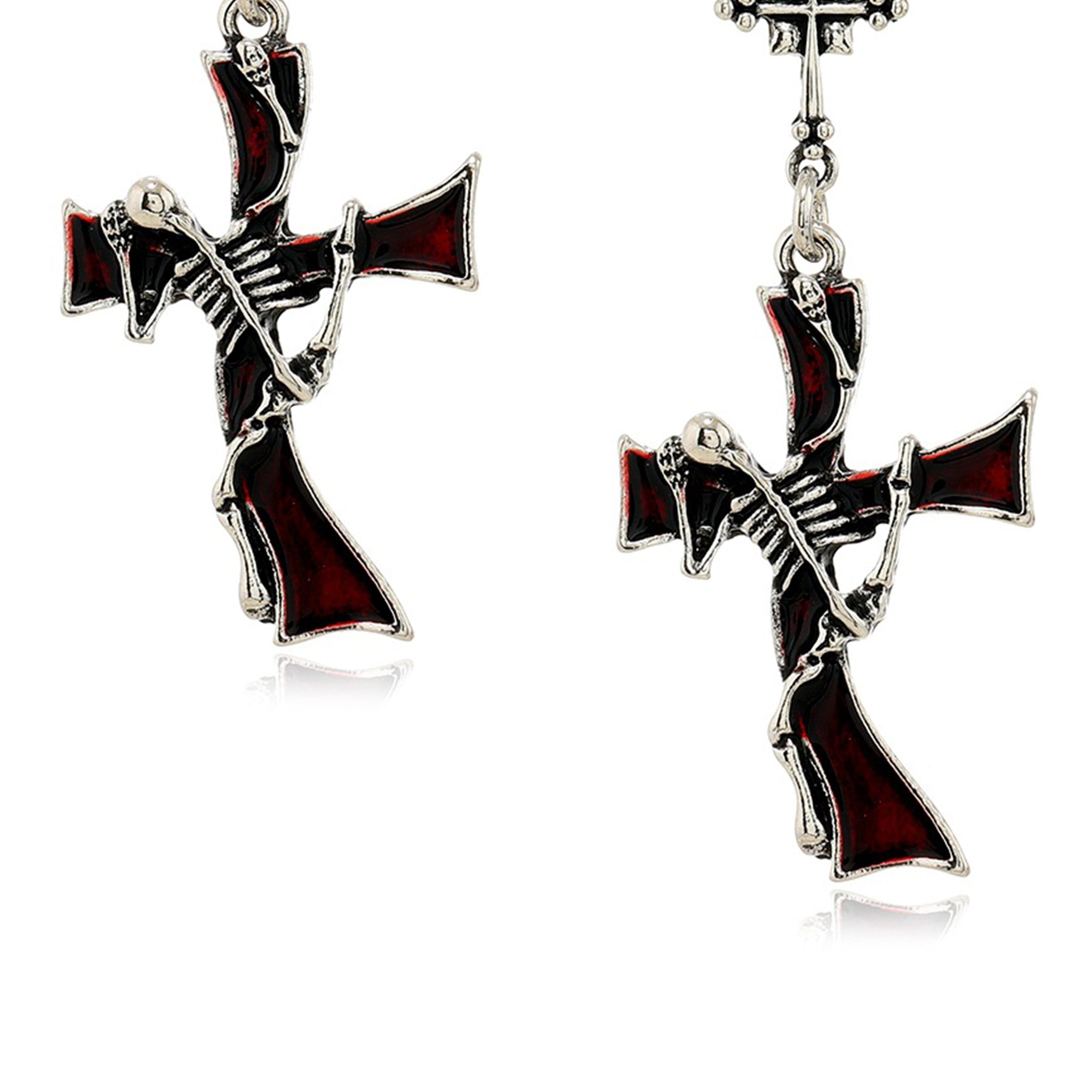Skeleton Cross Alloy Earrings E8249
