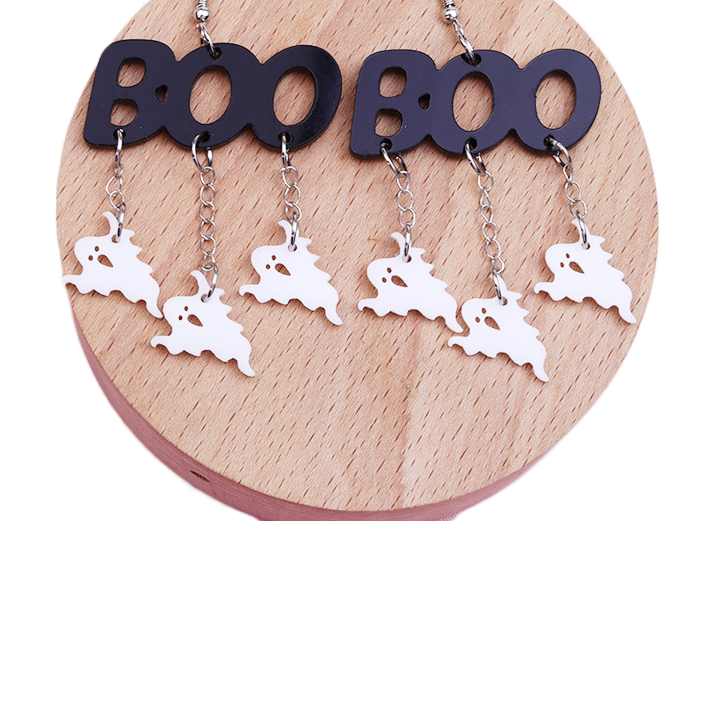 BOO Ghost Tassel Acrylic Earrings E8271