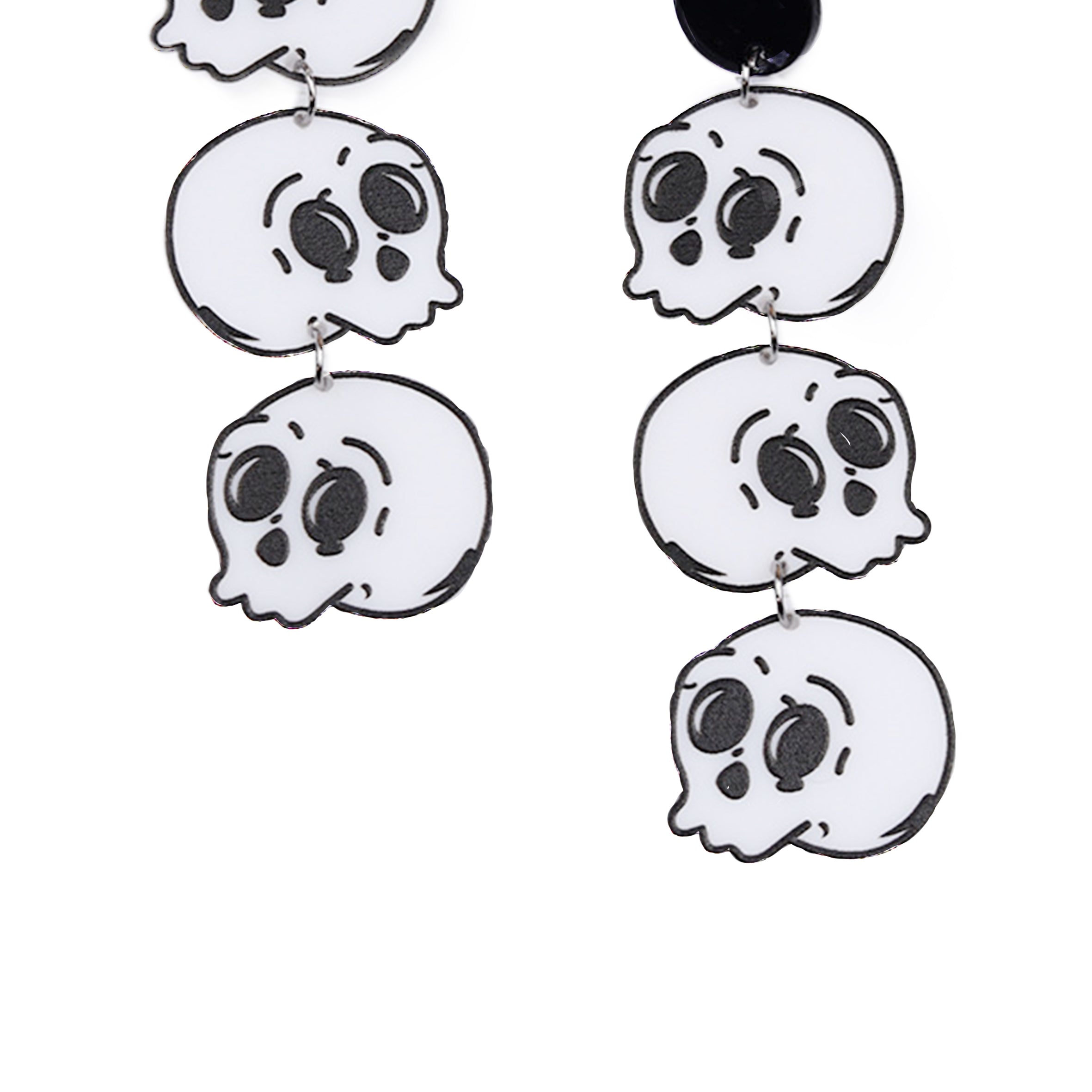 Three Skull Tassel Acrylic Earrings E8272