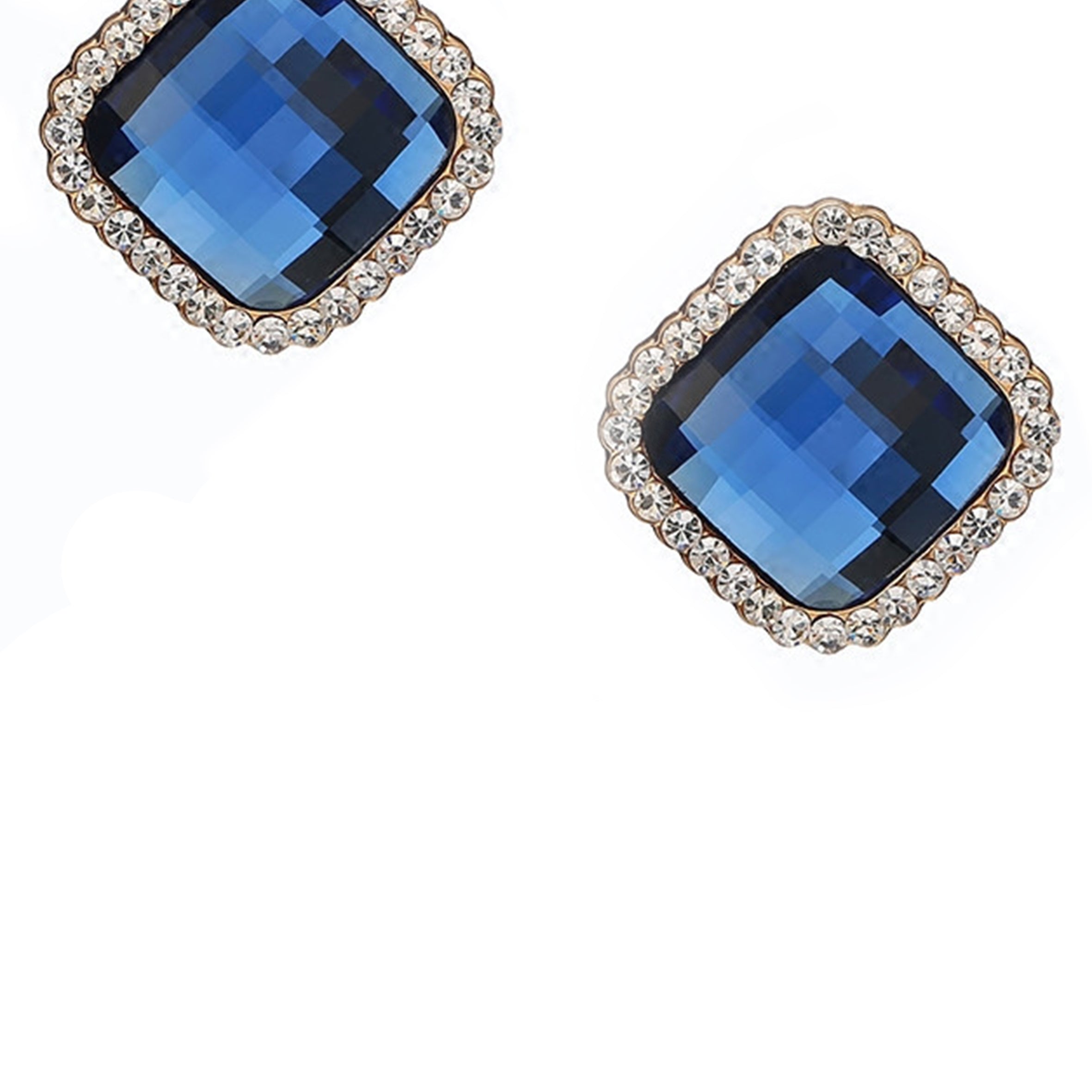 Pendientes de clip con diamantes de imitación cuadrados E8296