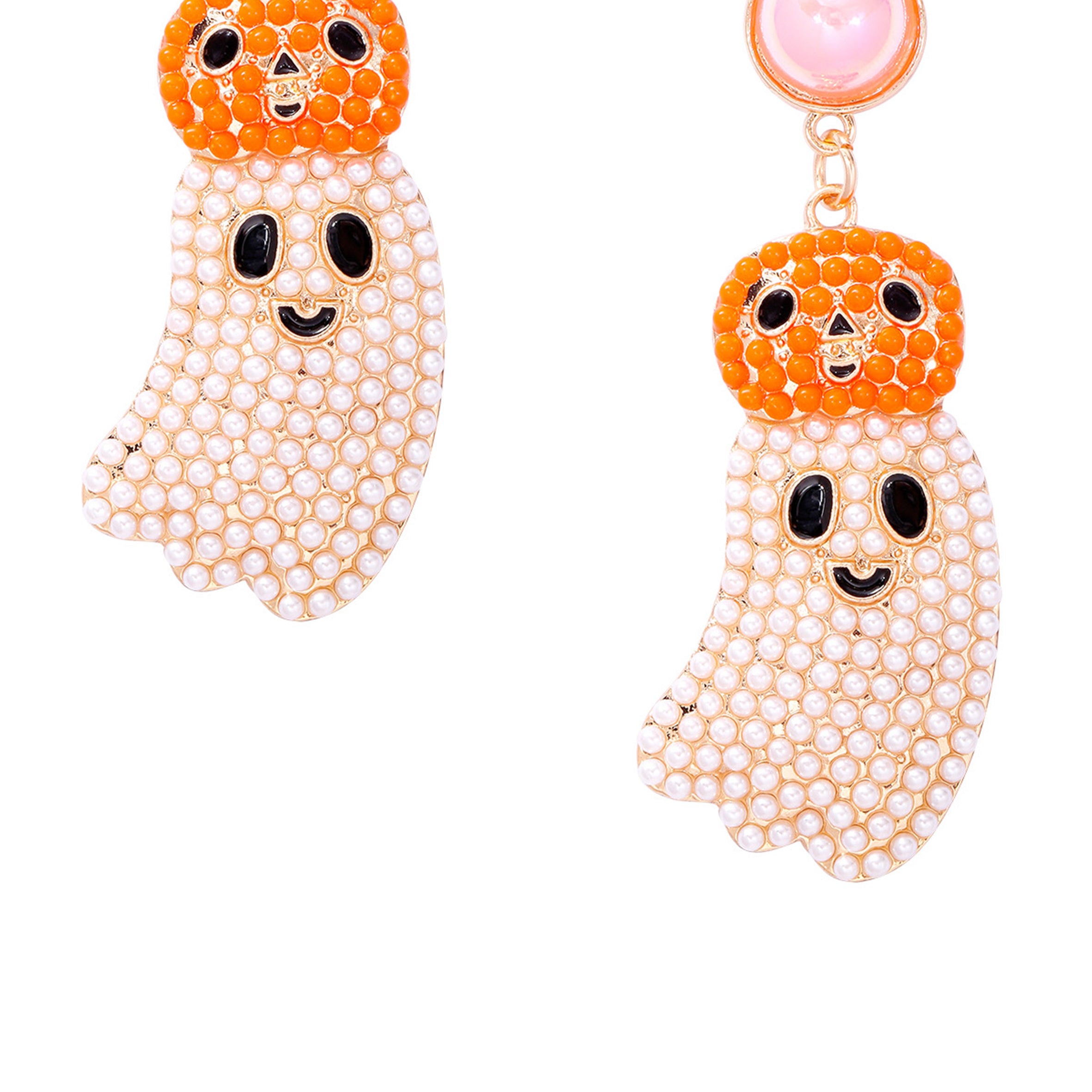 Pumpkin Ghost Bead Earrings E8330