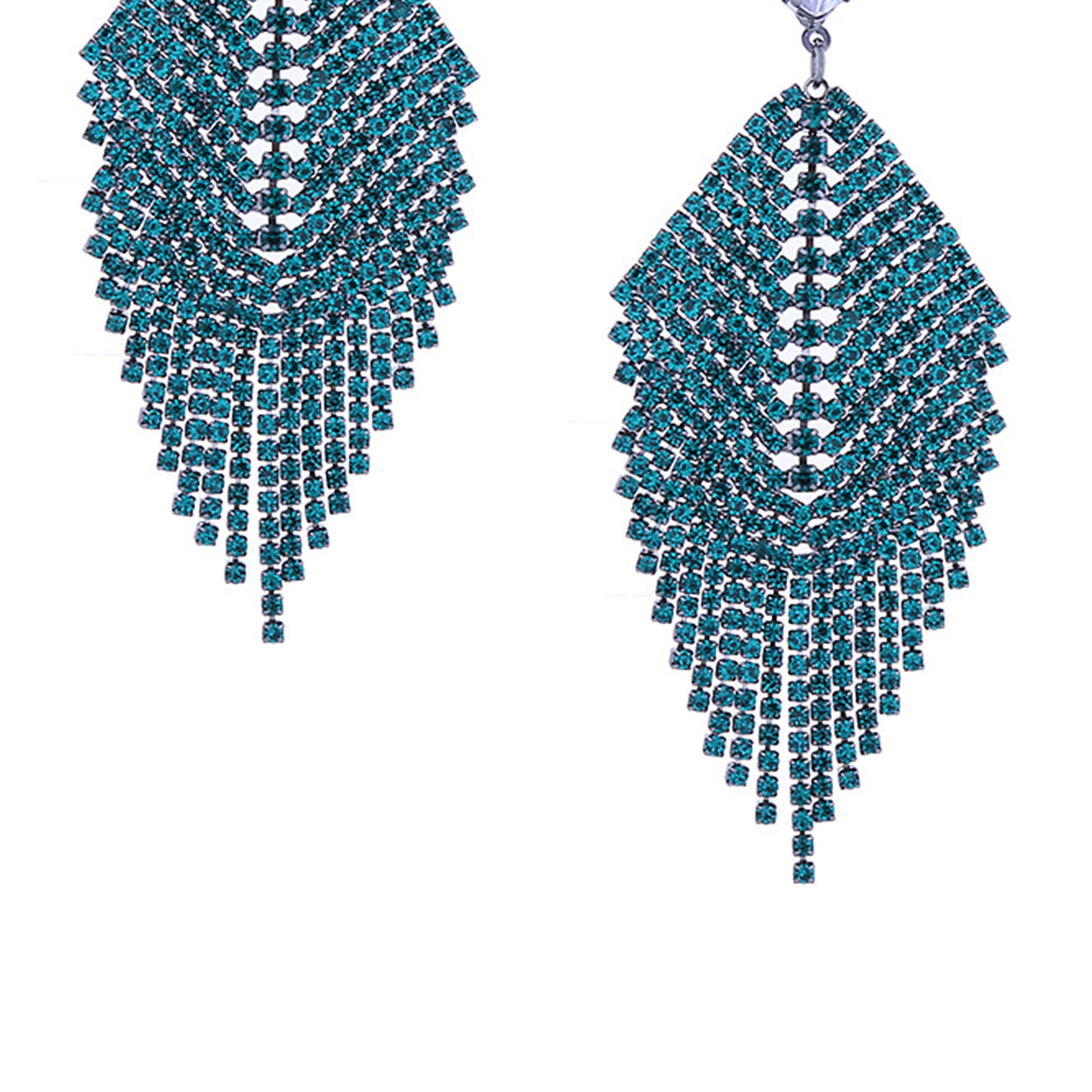 Leaf Tassel Rhinestone Earrings E8384