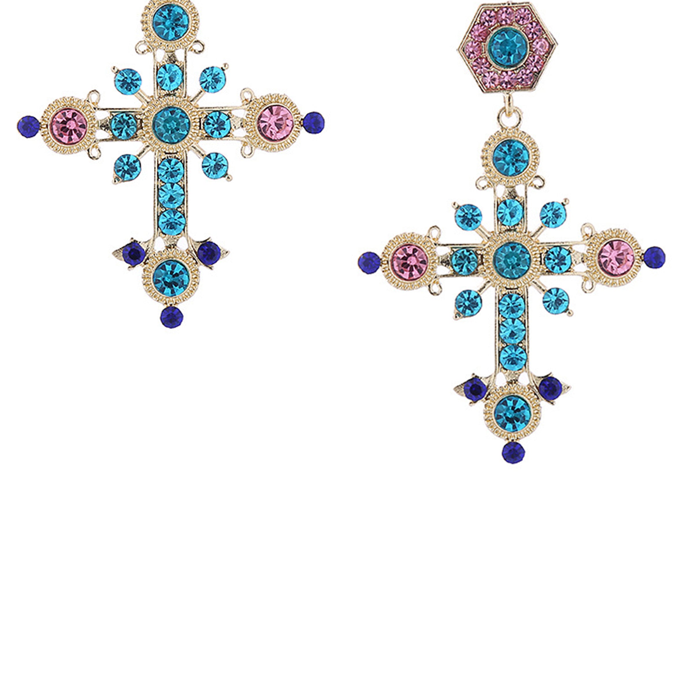 Pendientes de cruz con diamantes de imitación E8386