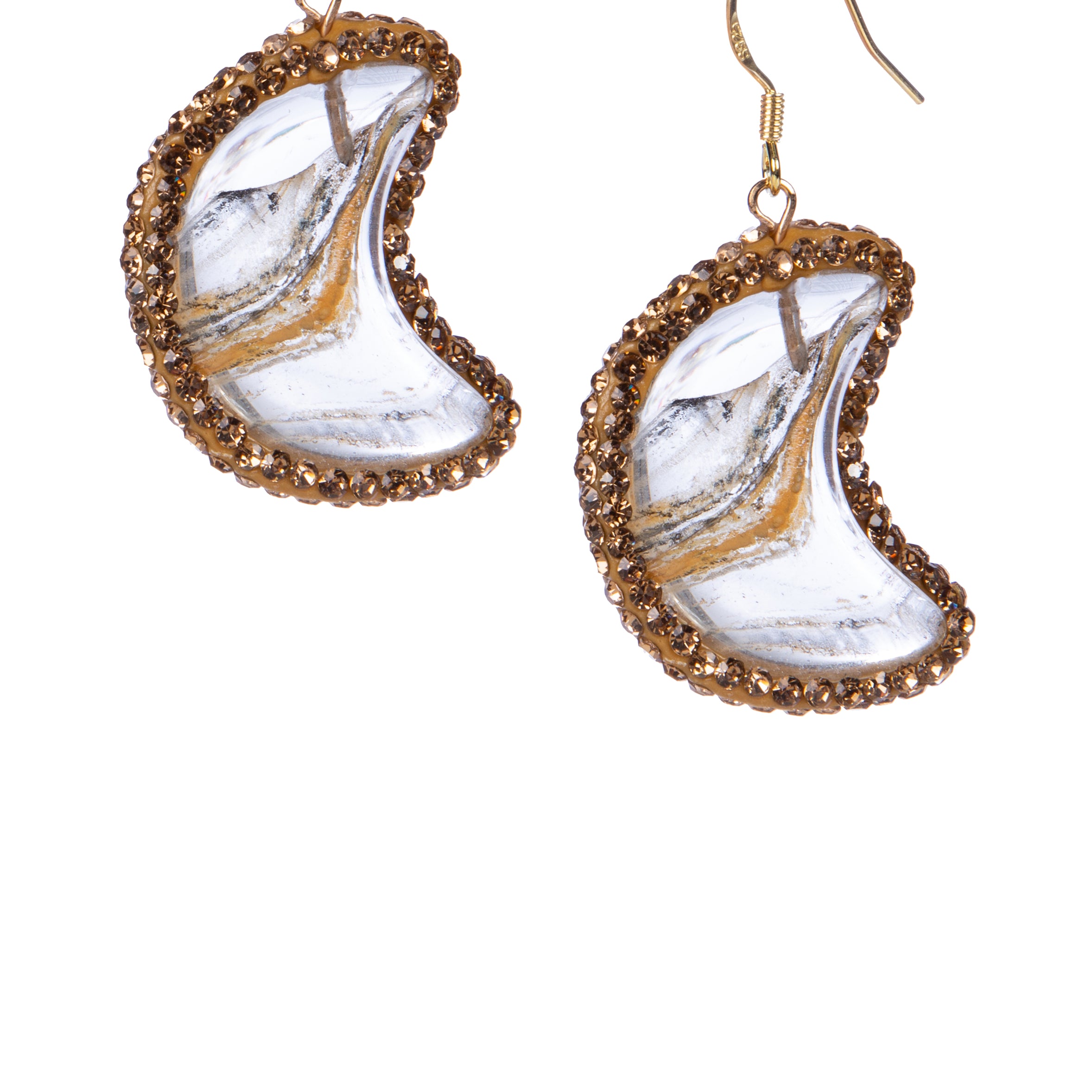 Pendientes de diamantes de imitación en forma de media luna E8545