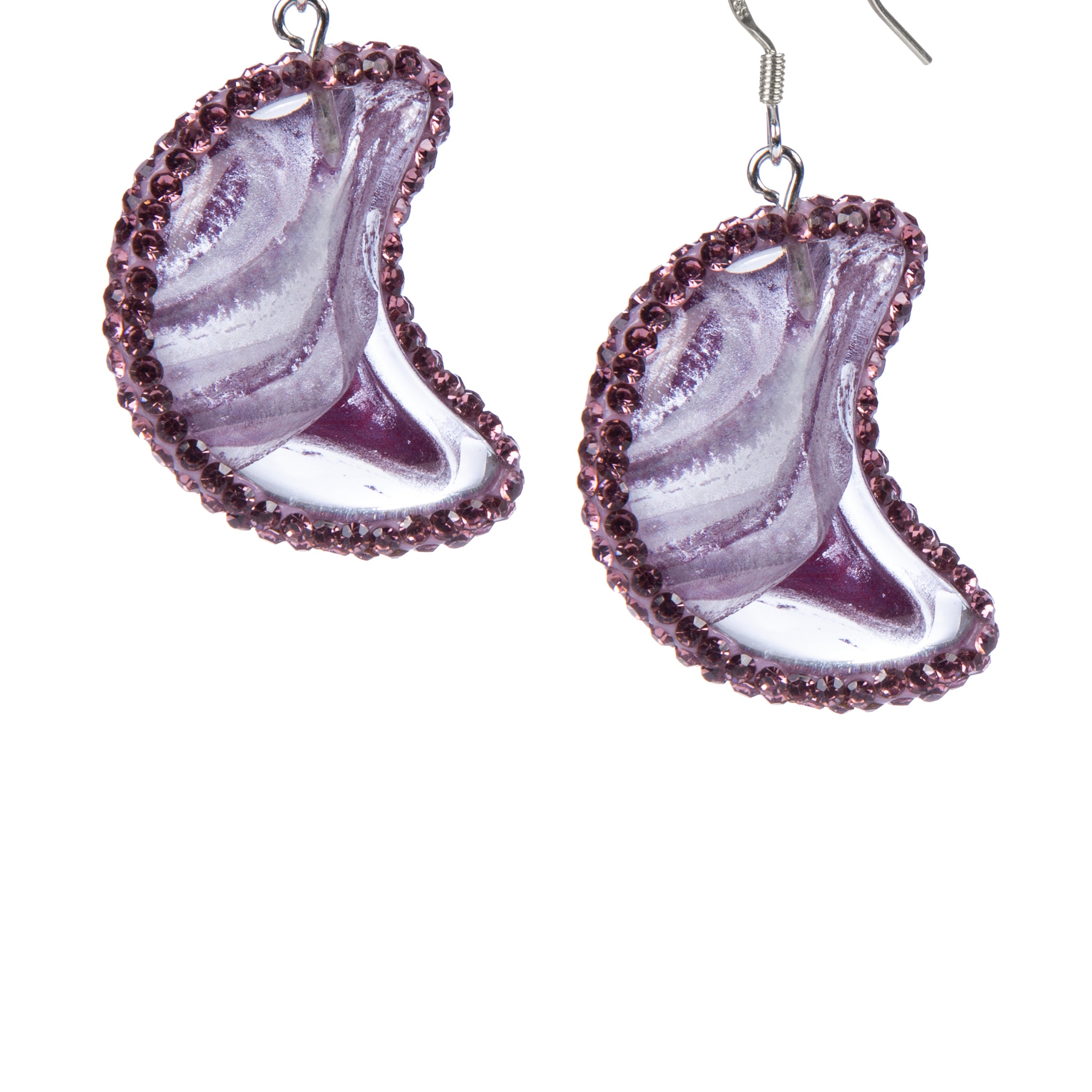 Pendientes de diamantes de imitación en forma de media luna E8545