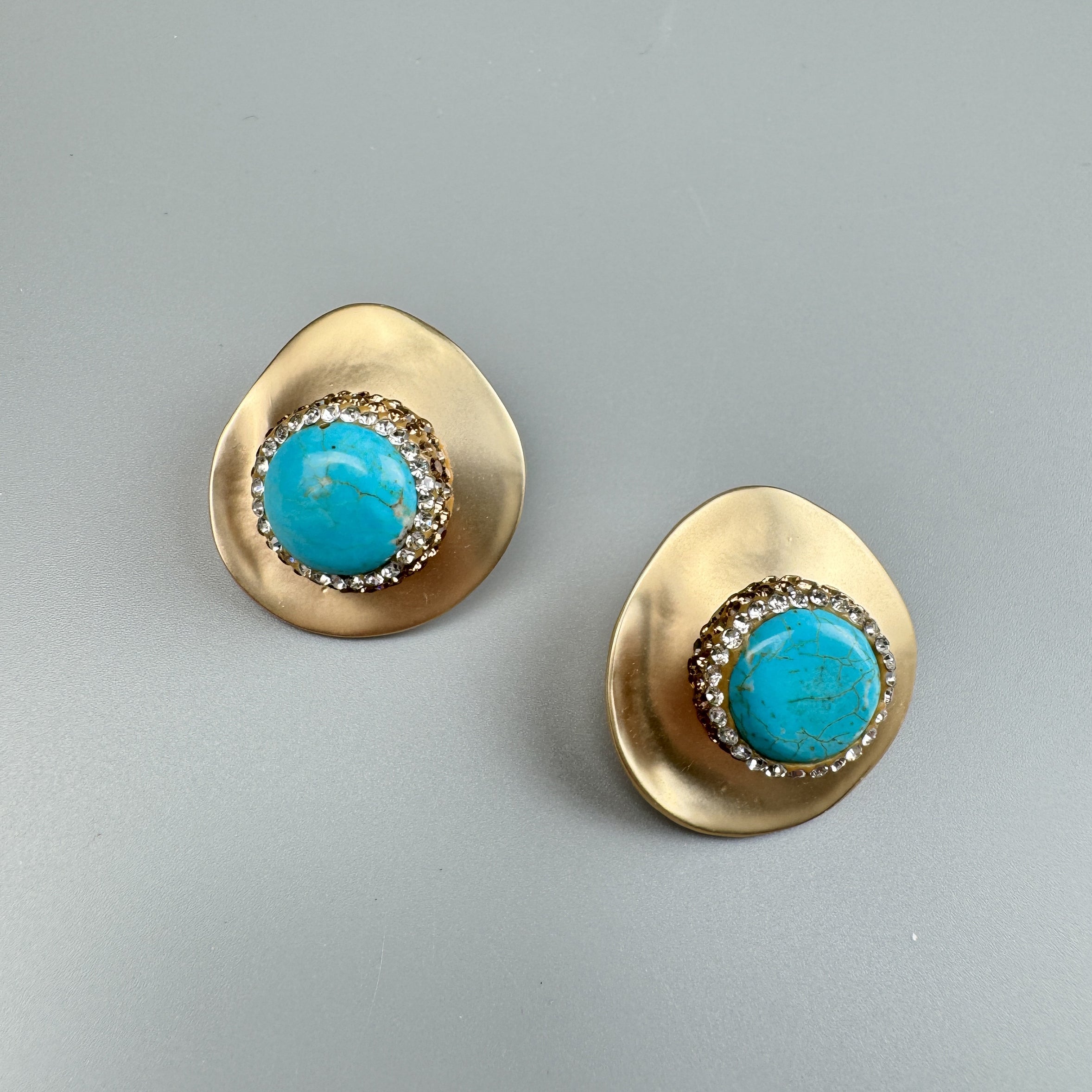 Geometric Turquoise Rhinestone Alloy Stud Earrings E8597