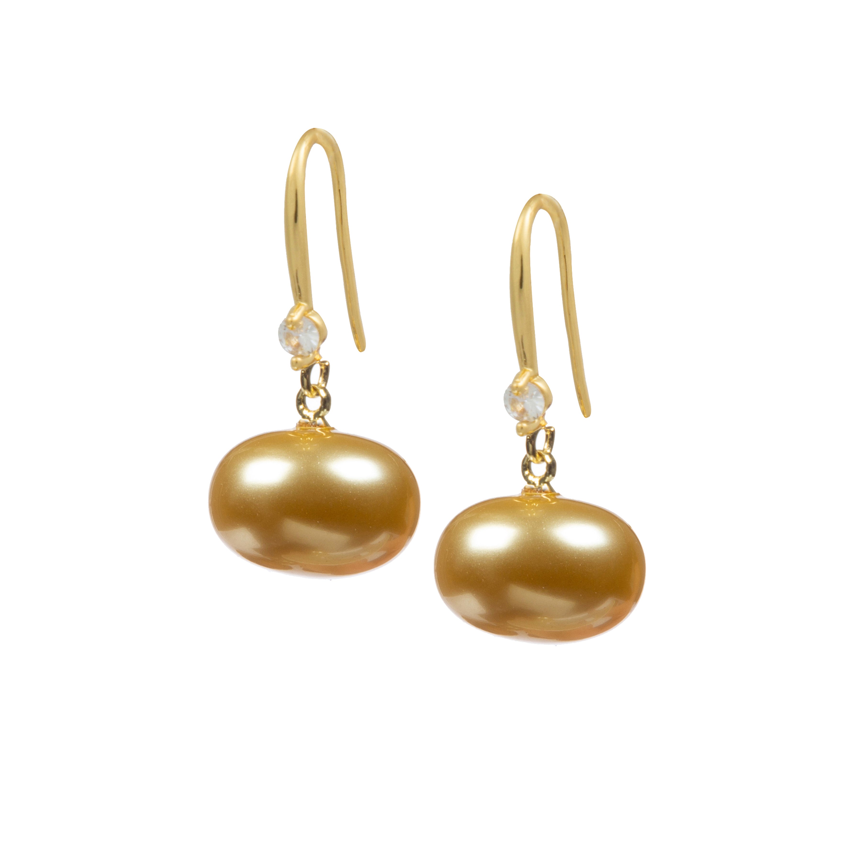18K Gold Plated Oval Pearl Earrings E8715