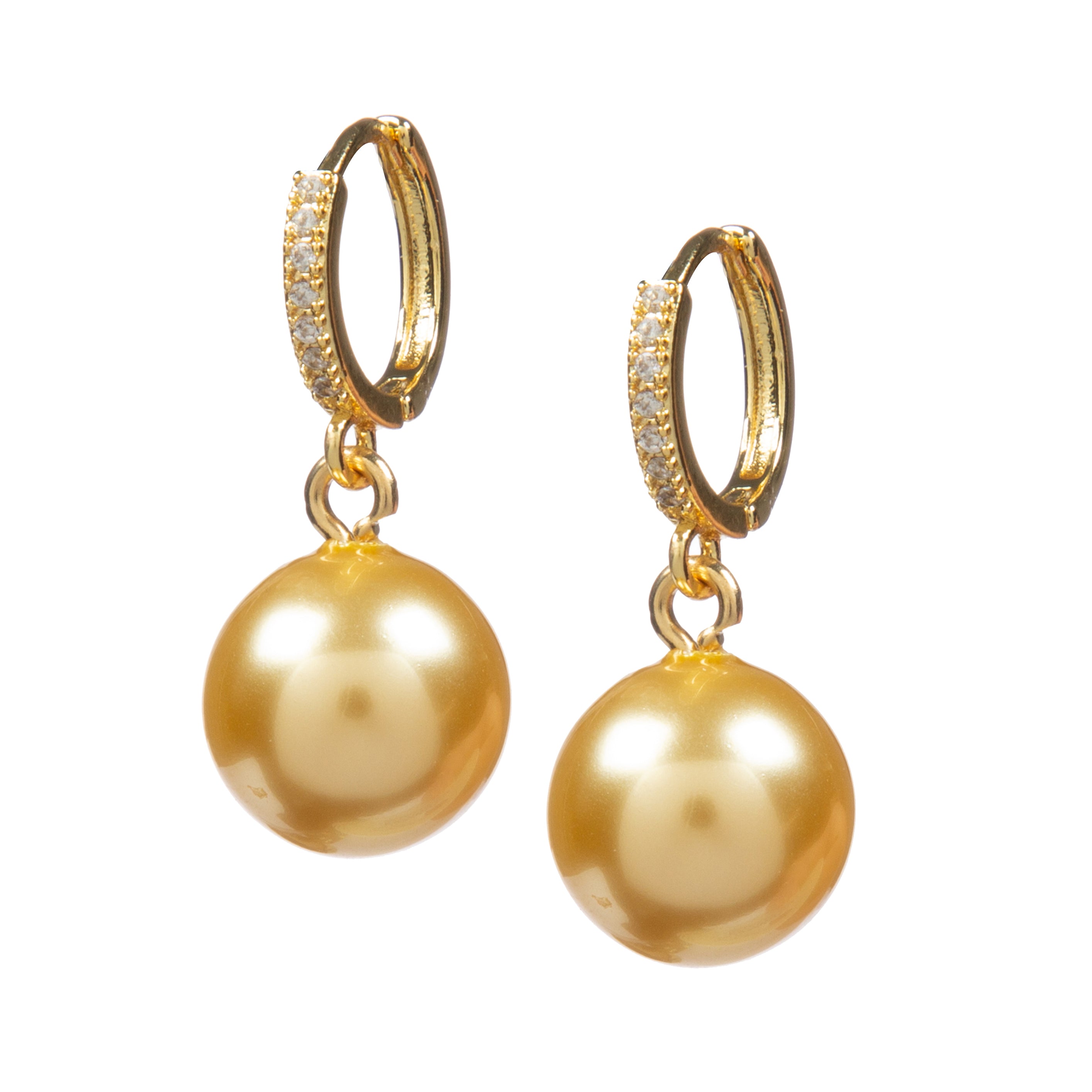 Cubic Zirconia With Glass Pearl Earrings E8718