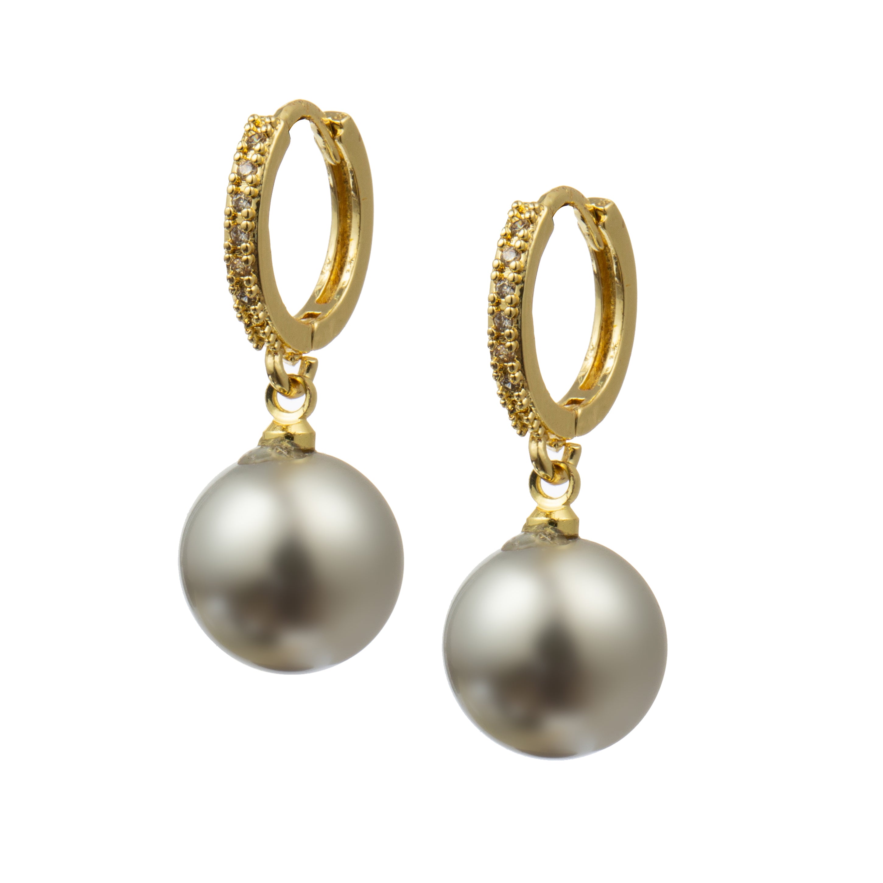 Cubic Zirconia With Glass Pearl Earrings E8718