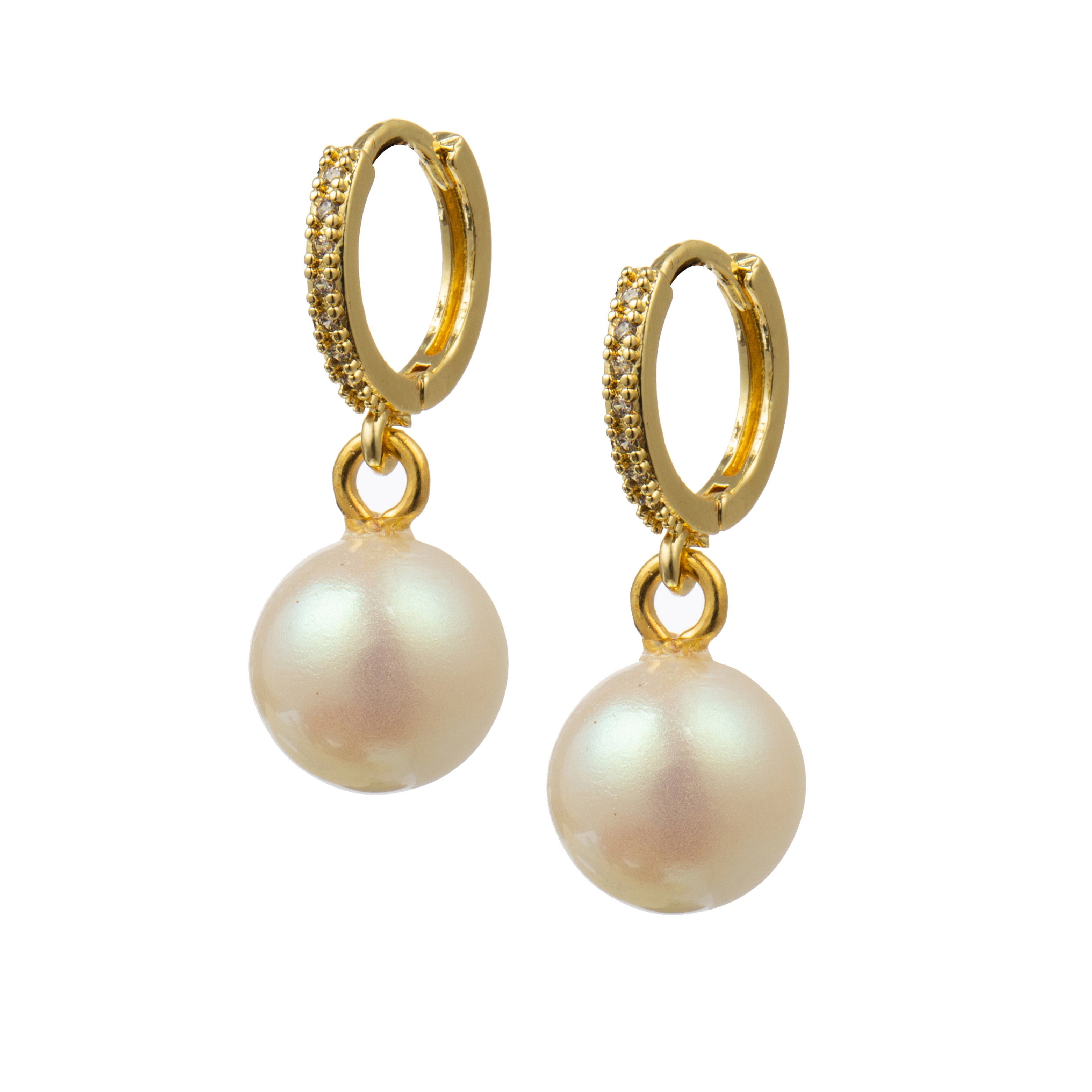 Cubic Zirconia With Glass Pearl Earrings E8718