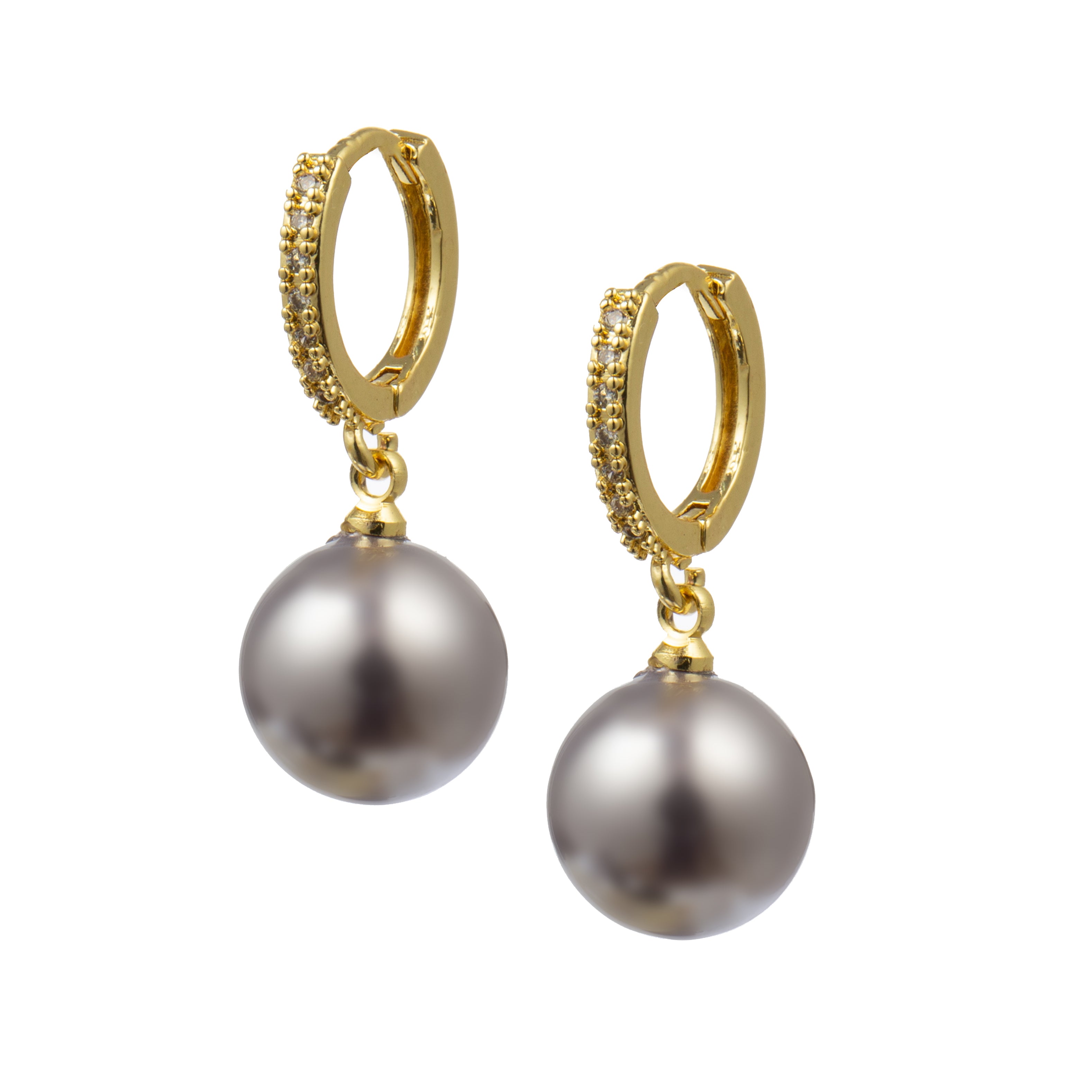 Cubic Zirconia With Glass Pearl Earrings E8718