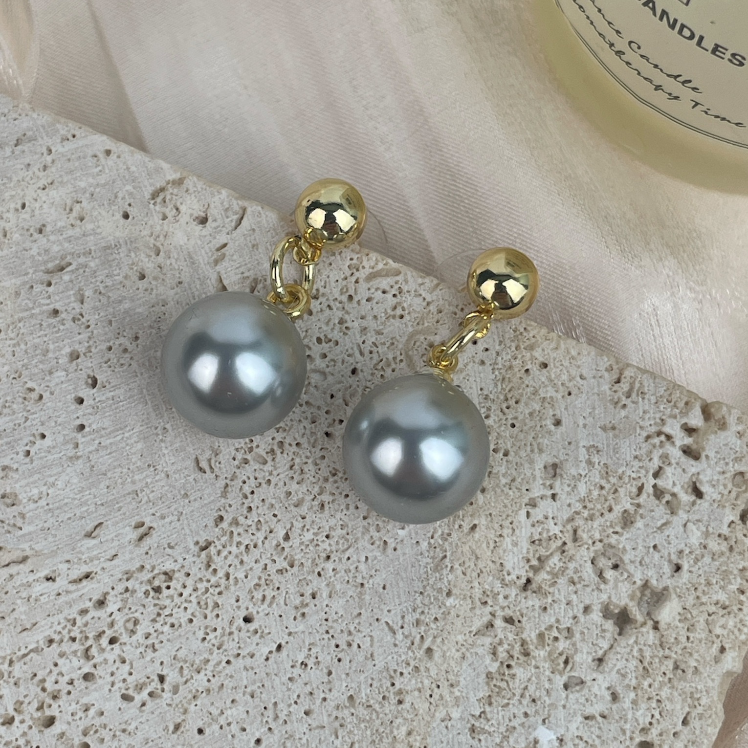 18K Gold Plated With Glass Pearl Earrings E8721