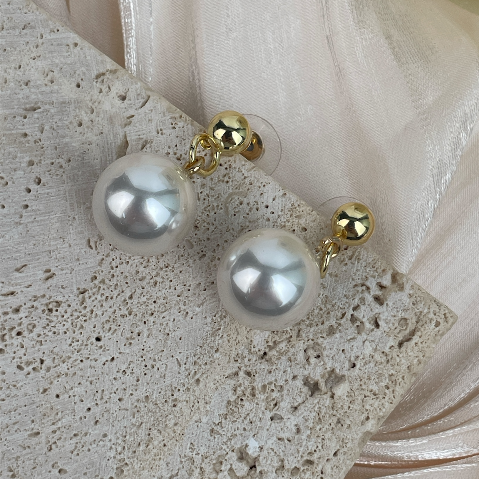 18K Gold Plated With Glass Pearl Earrings E8721