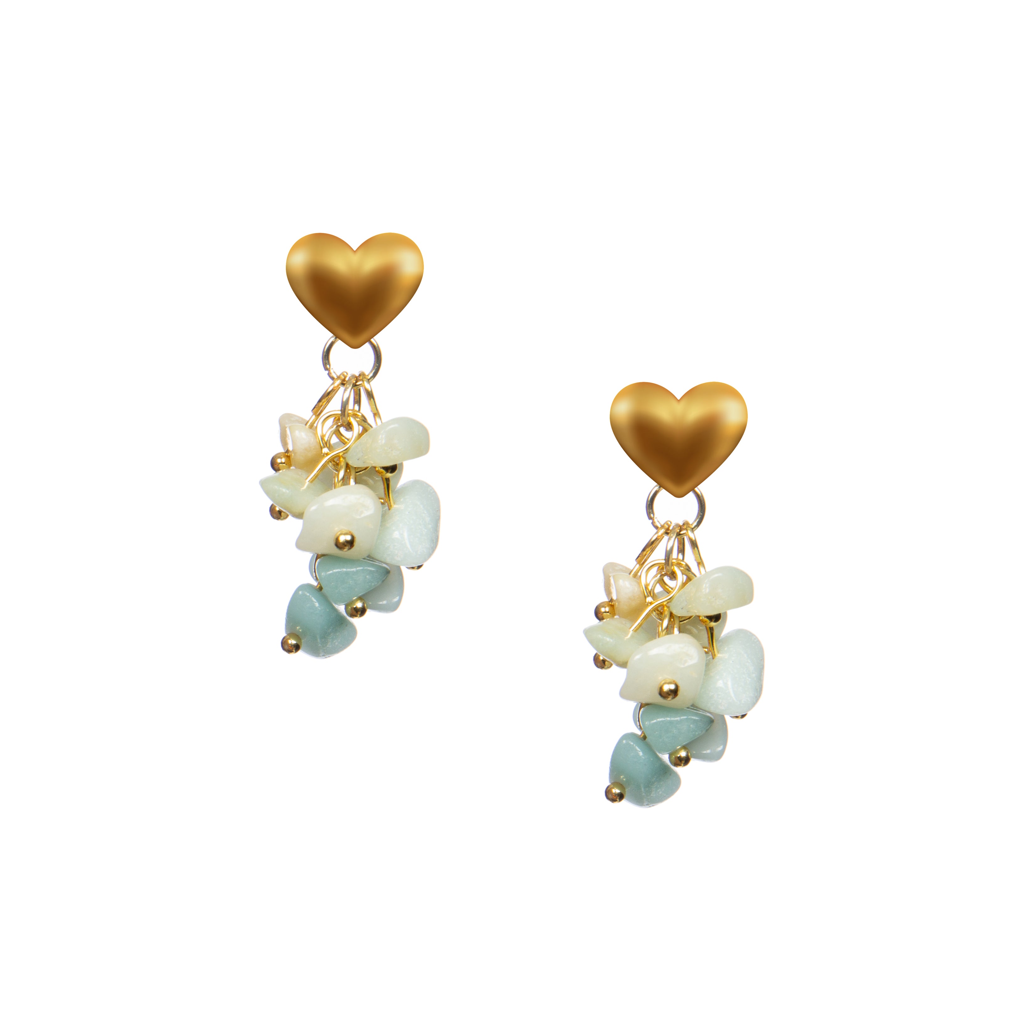 18K Gold Plated Green Aventurine Earrings E8768