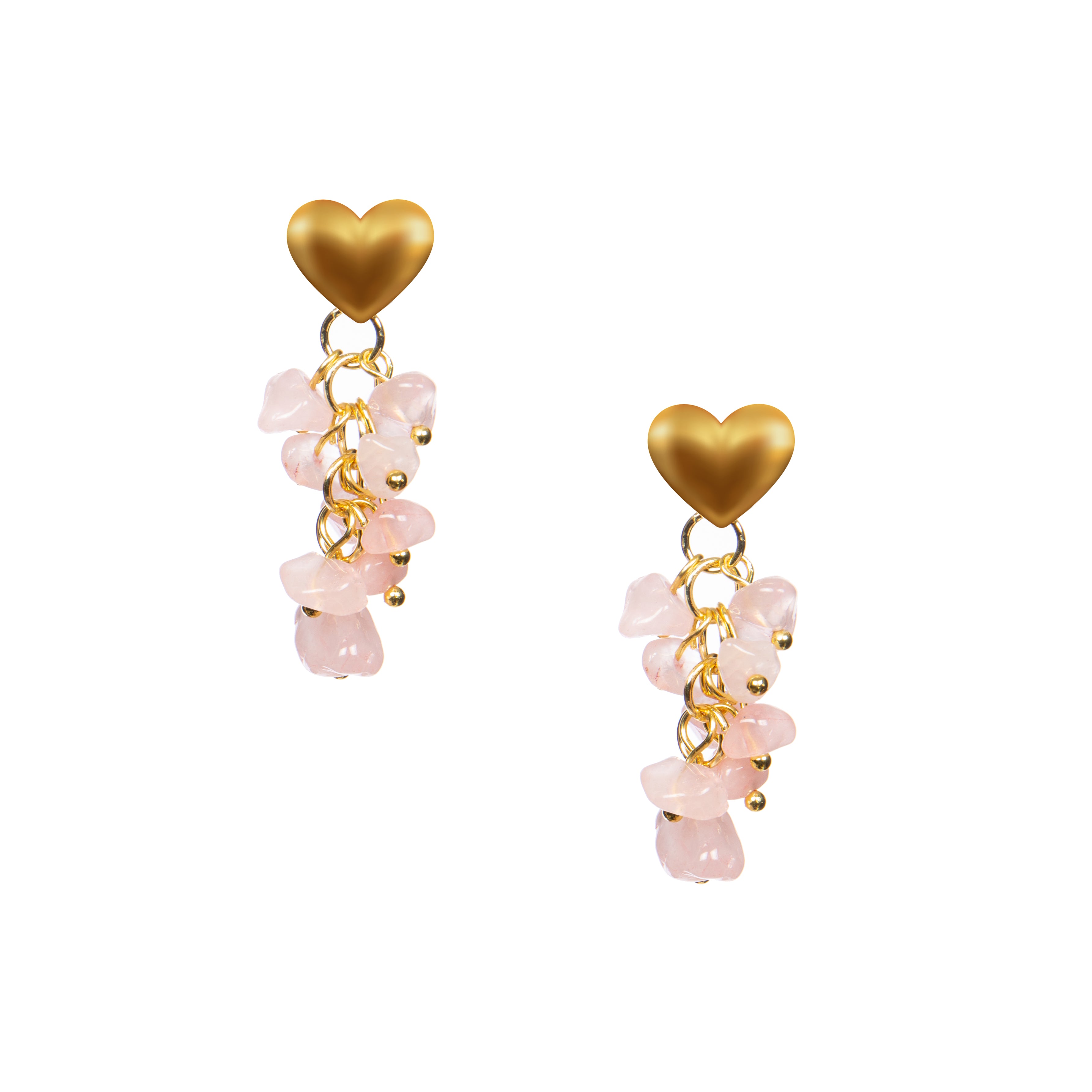 18K Gold Plated Rose Quartz Earrings E8768