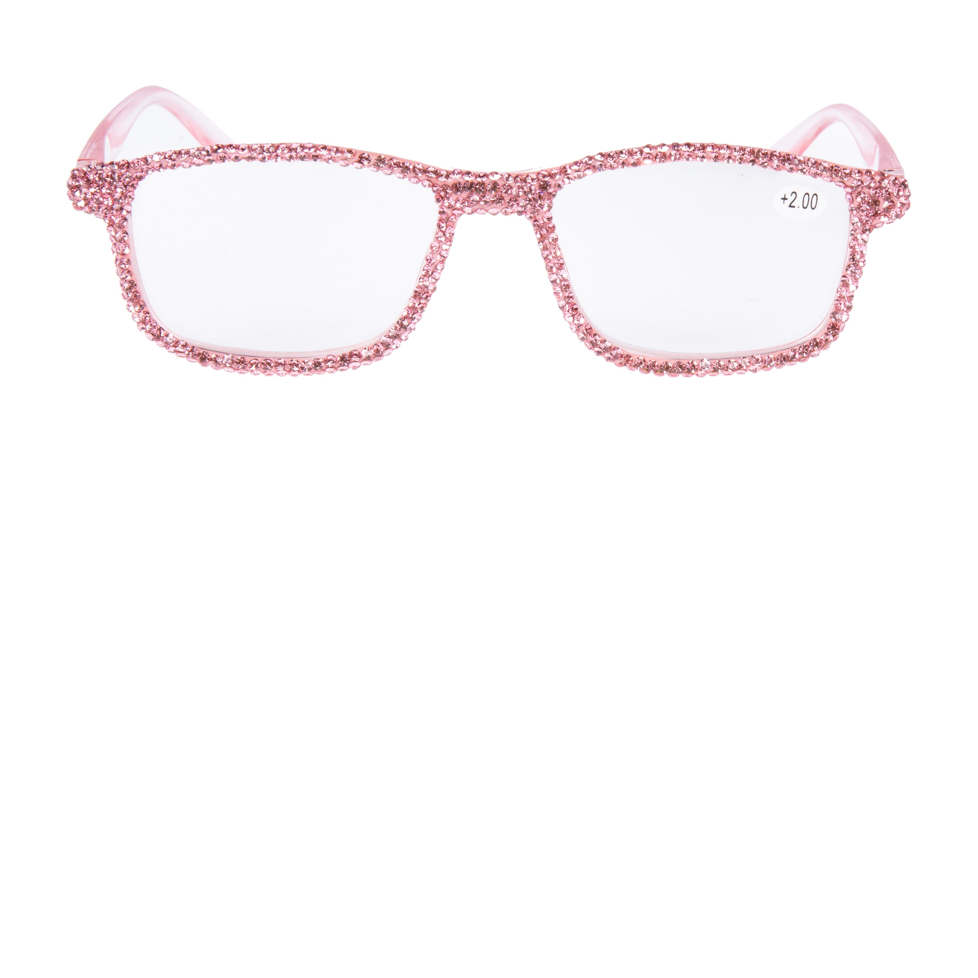 Classic Rhinestone Rectangle Presbyopic Reader G0497 - Pink
