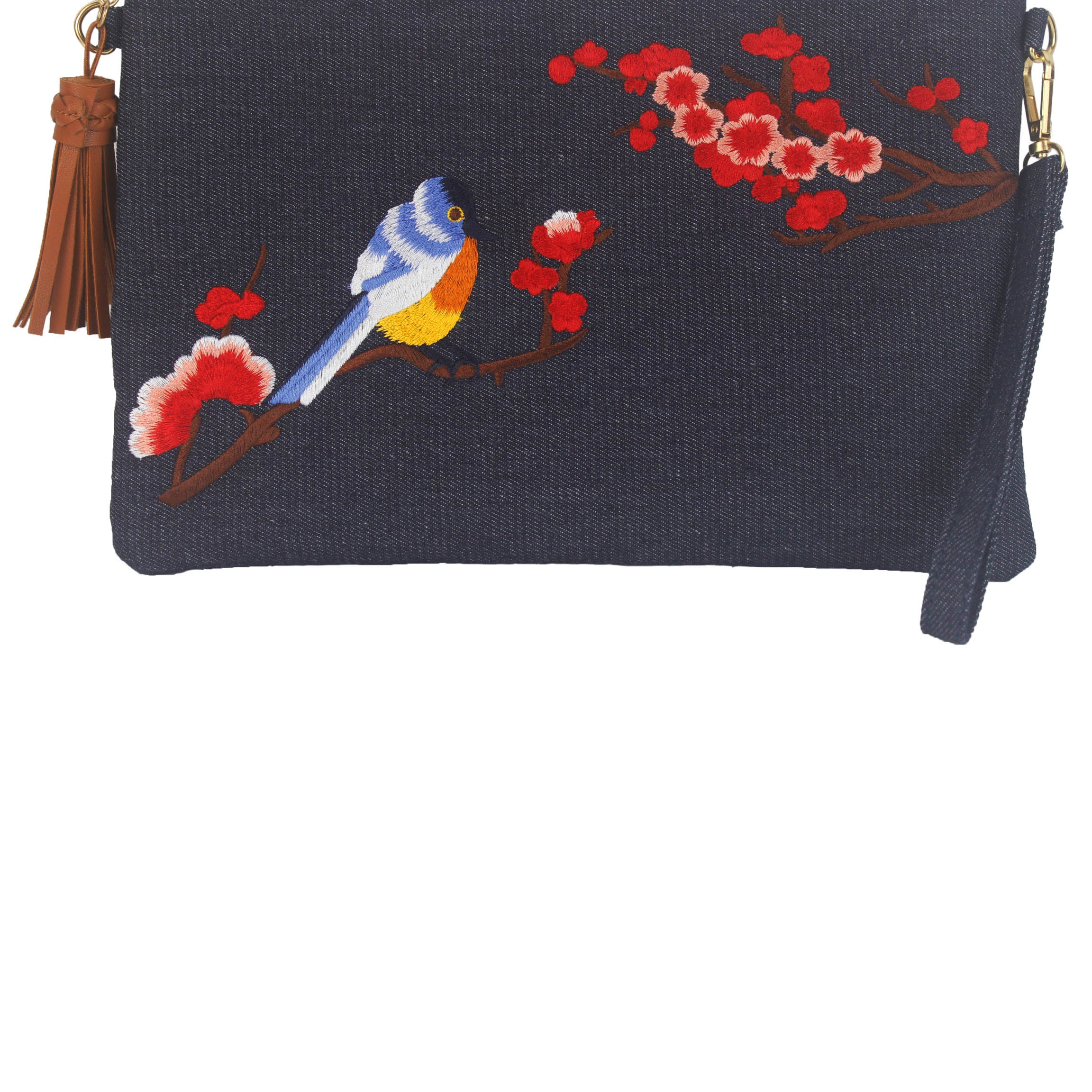 Bolsa de lona con flores bordadas estilo vintage HB0571