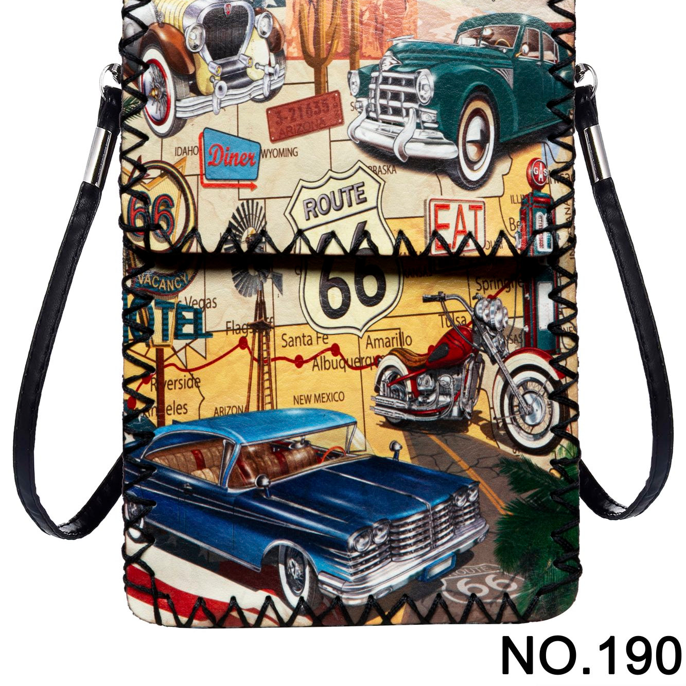 Vintage Route 66 Print Crossbody Bag HB0580 - NO.190
