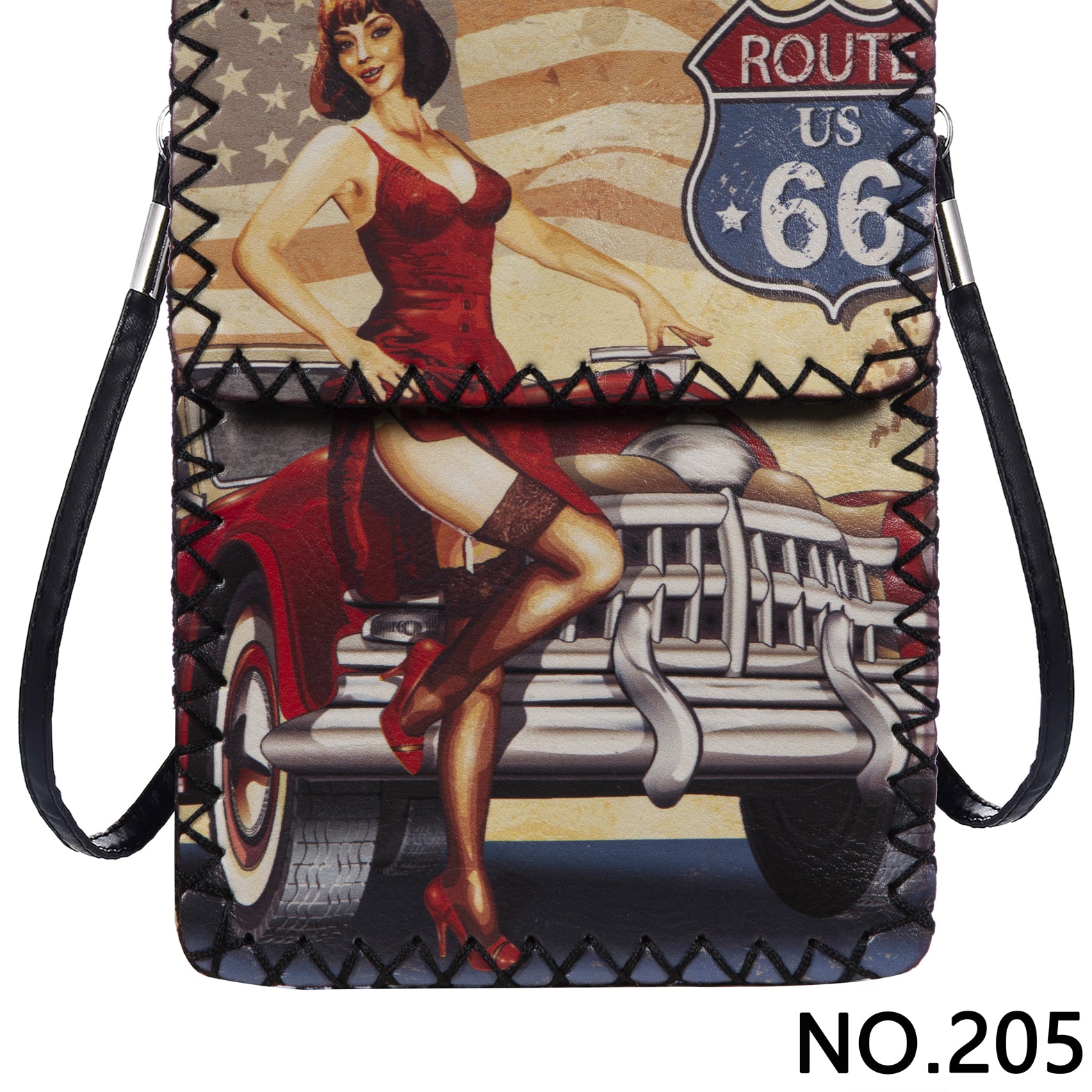 Route 66 Print Hand Stitch Crossbody Bag HB0580-NO.205