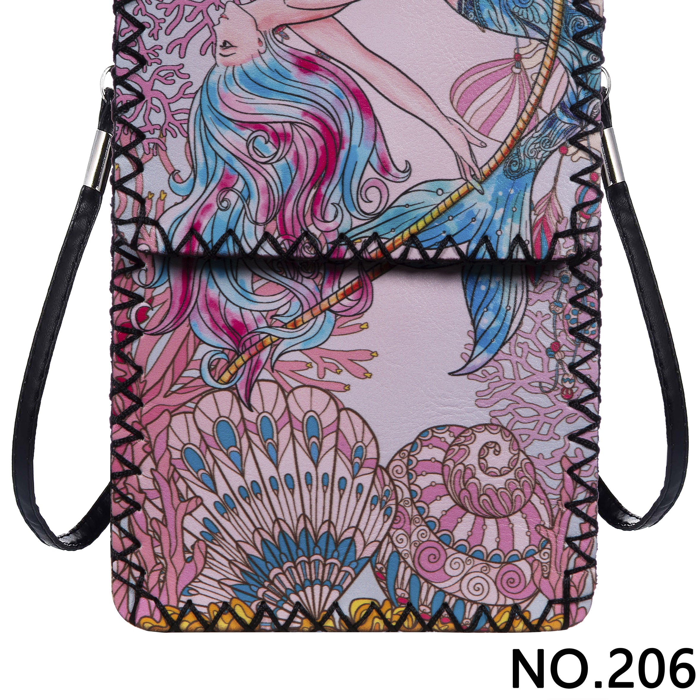 Mermaid Print Hand Stitch Crossbody Bag HB0580-NO.206