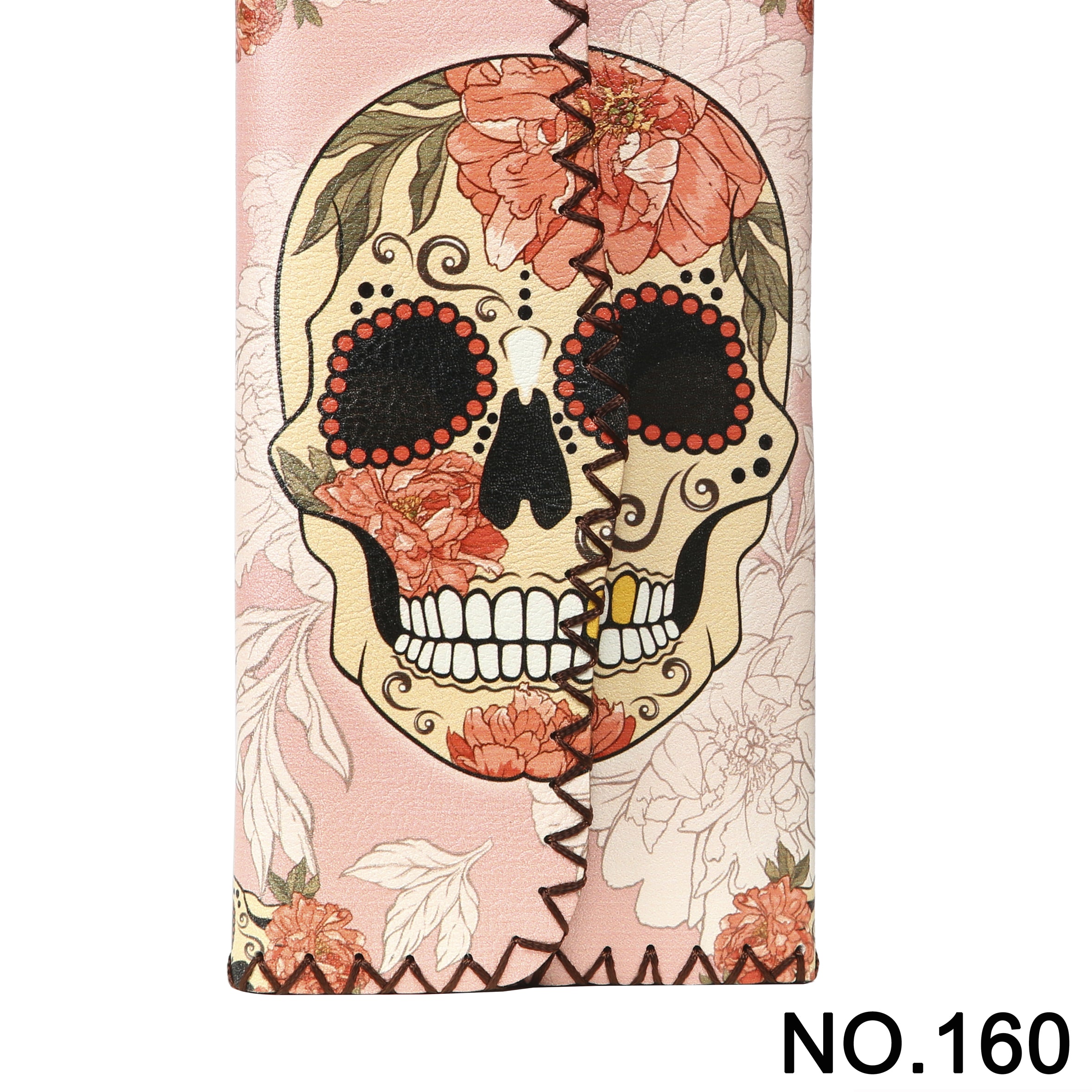 Floral Skull Print Hand Stitch Wallet HB0582 - NO.160