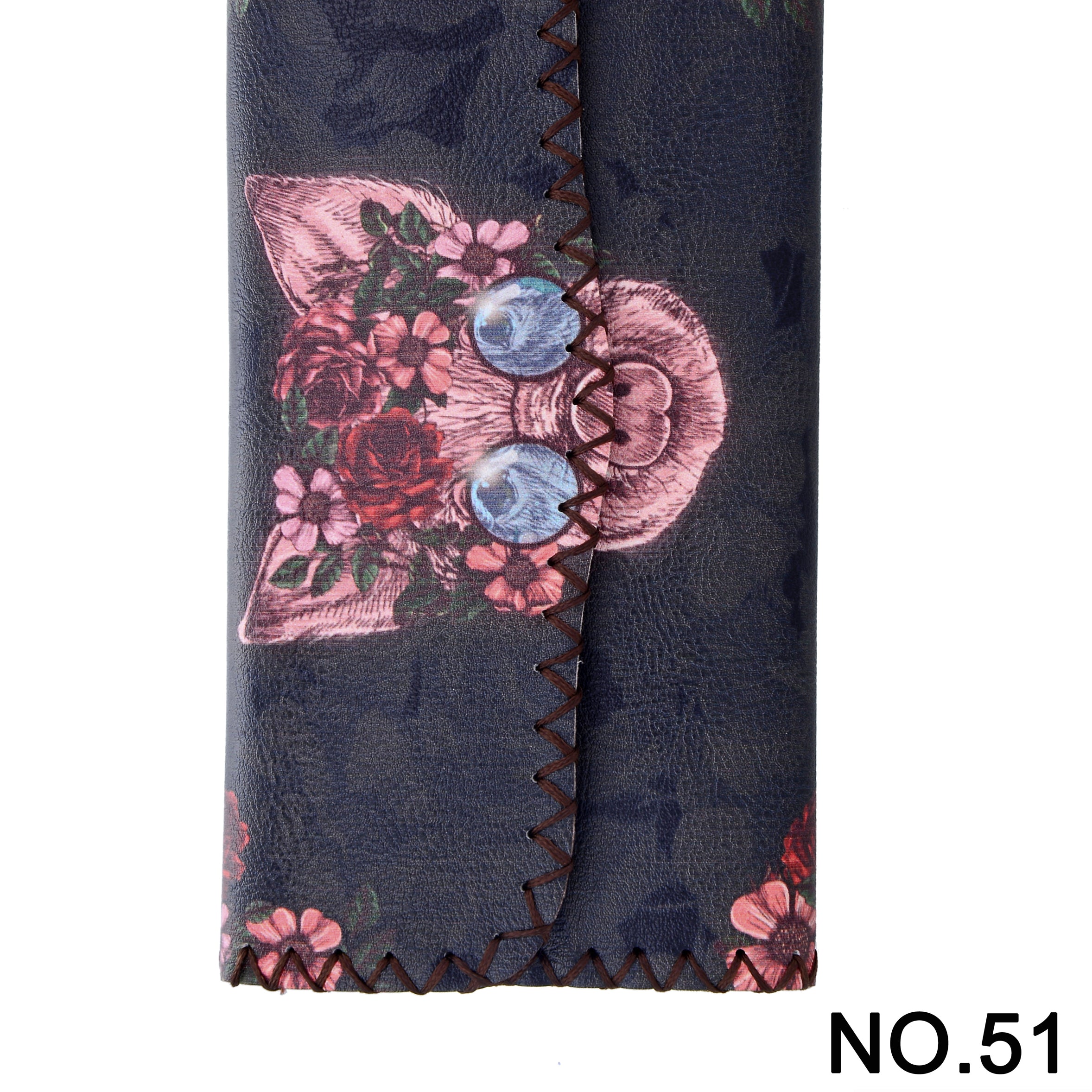 Floral Pig Print Hand Stitch Wallet HB0582 - NO.51