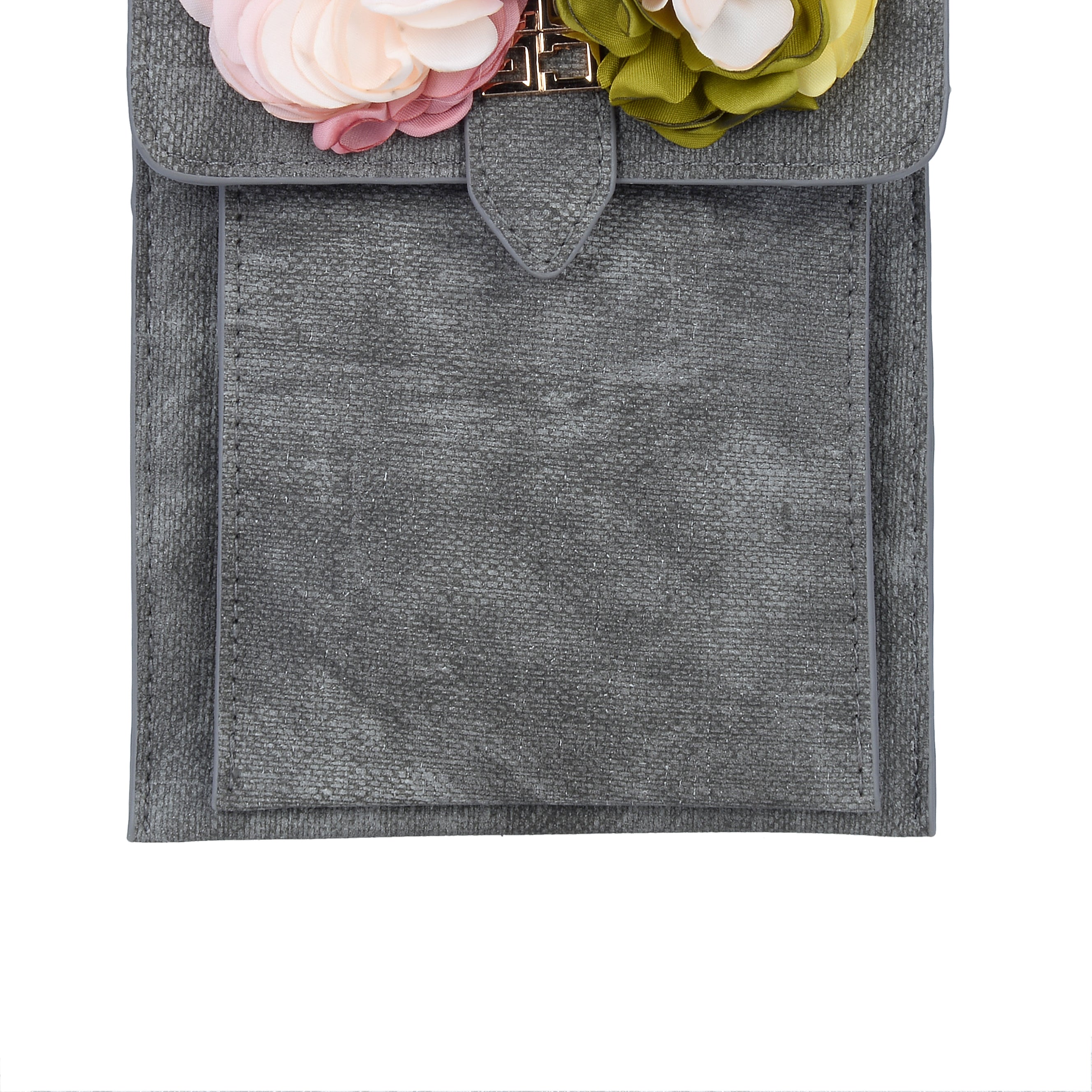 Bolso de mano con hebilla de metal y piel sintética con diseño de flores HB0647