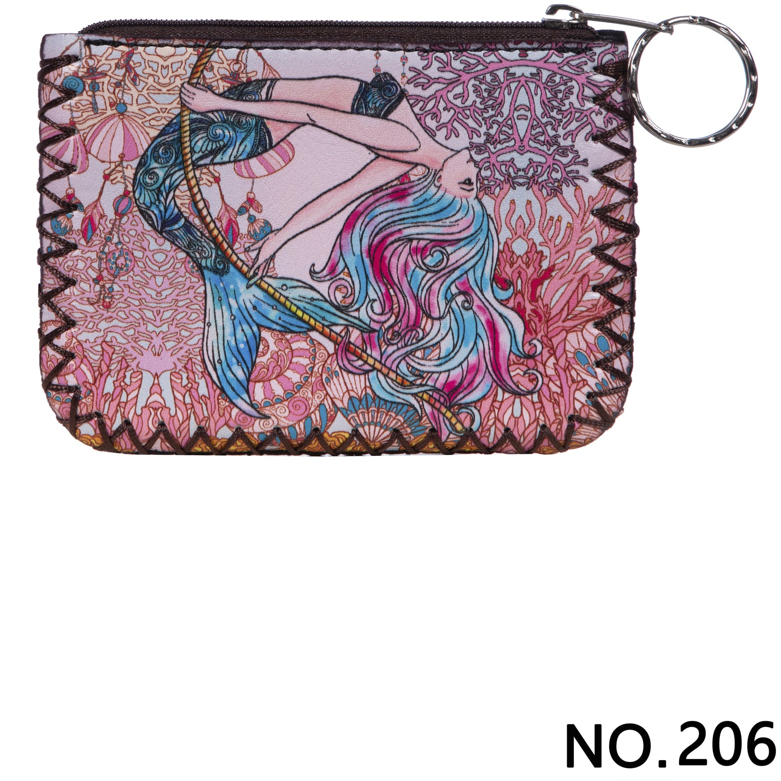 Mermaid Print Hand Stitch Coin Purse HB0665-NO.206