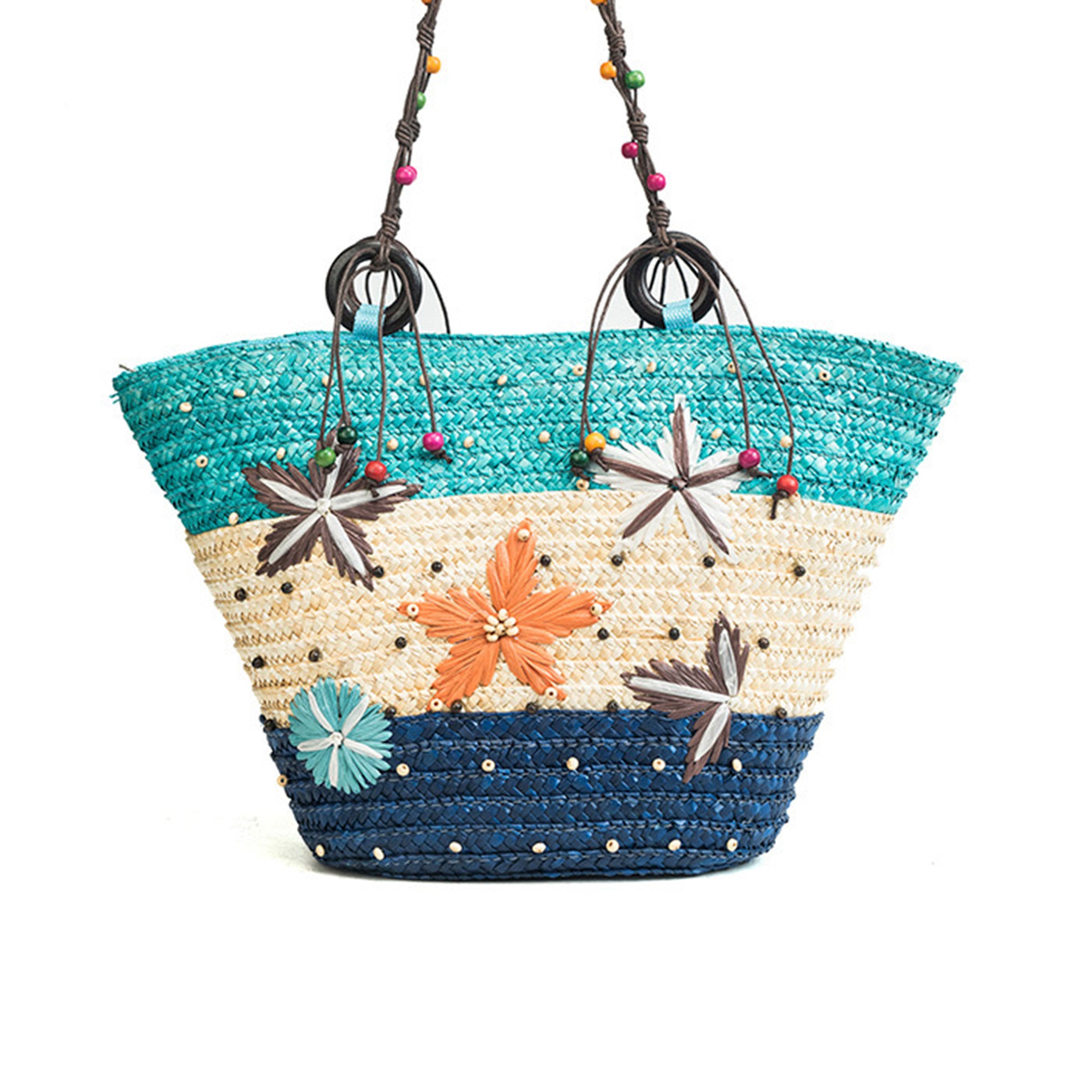 Bolsas de mano tejidas con motivos de peces marinos HB0740