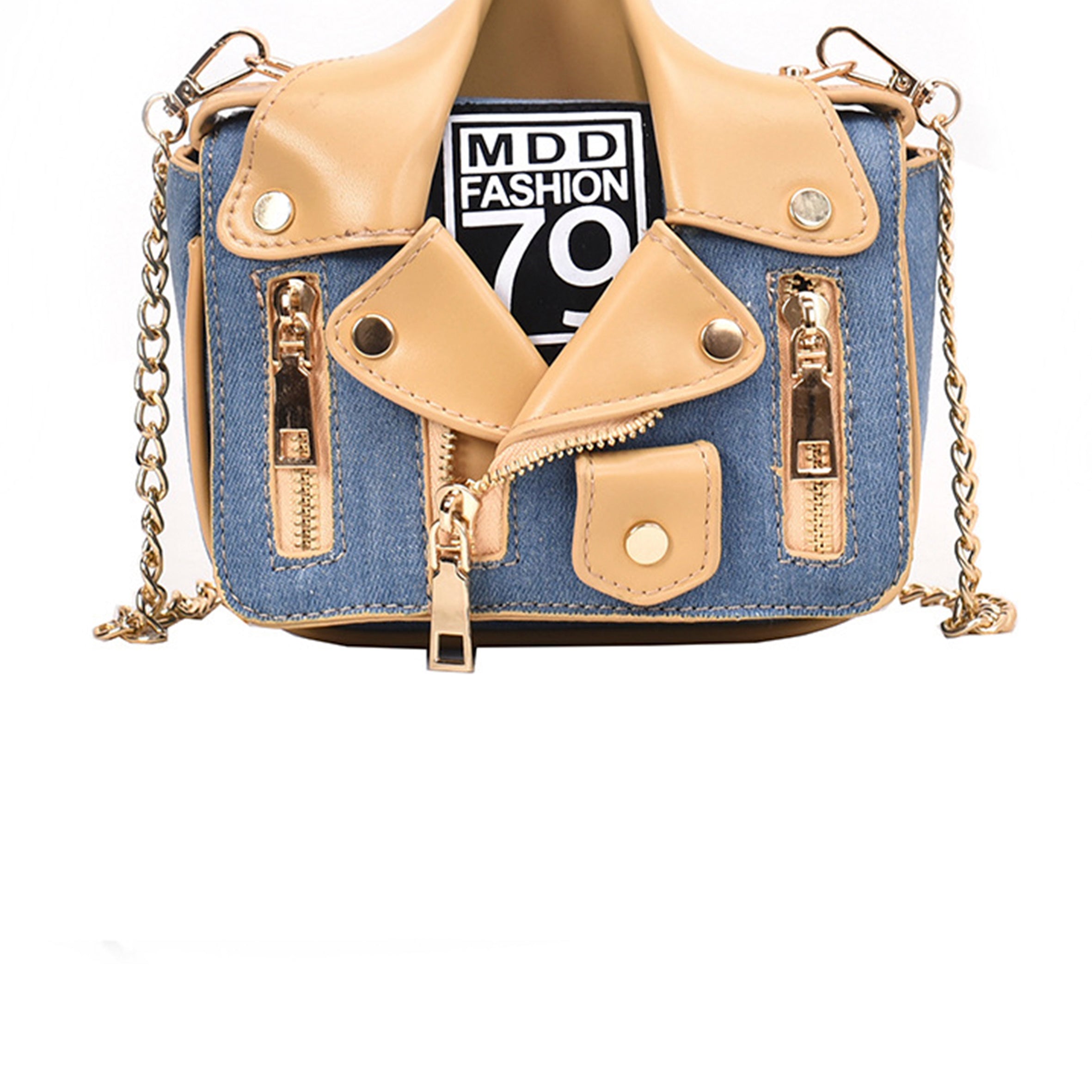 Bolso bandolera de piel sintética tipo chaqueta HB1198