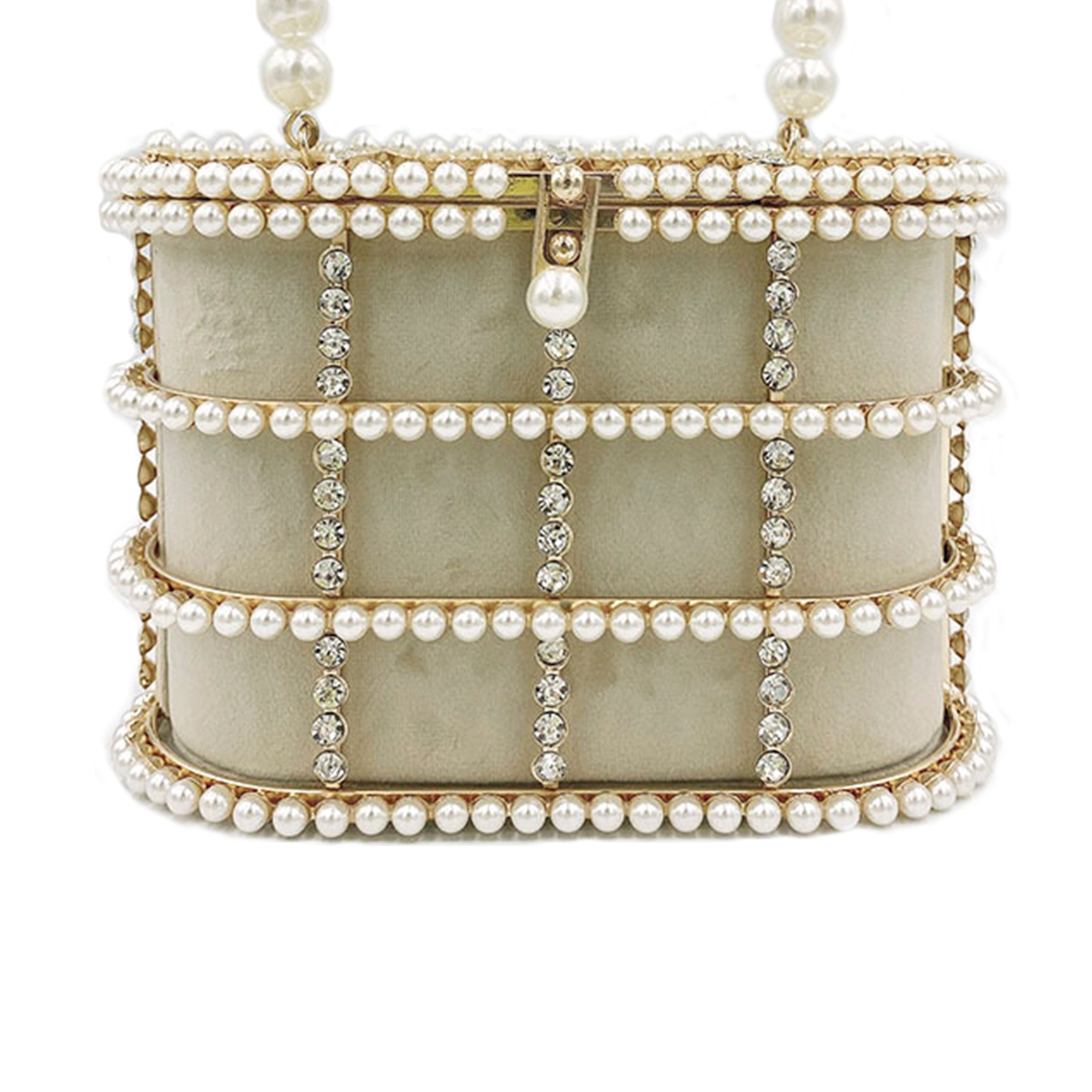 Bolso de noche con diamantes de imitación y perlas estilo europeo HB1591