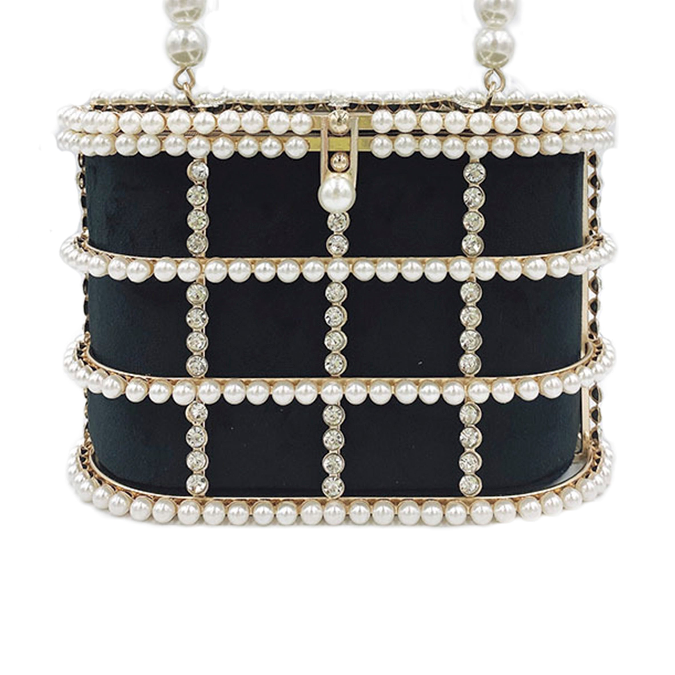 Bolso de noche con diamantes de imitación y perlas estilo europeo HB1591