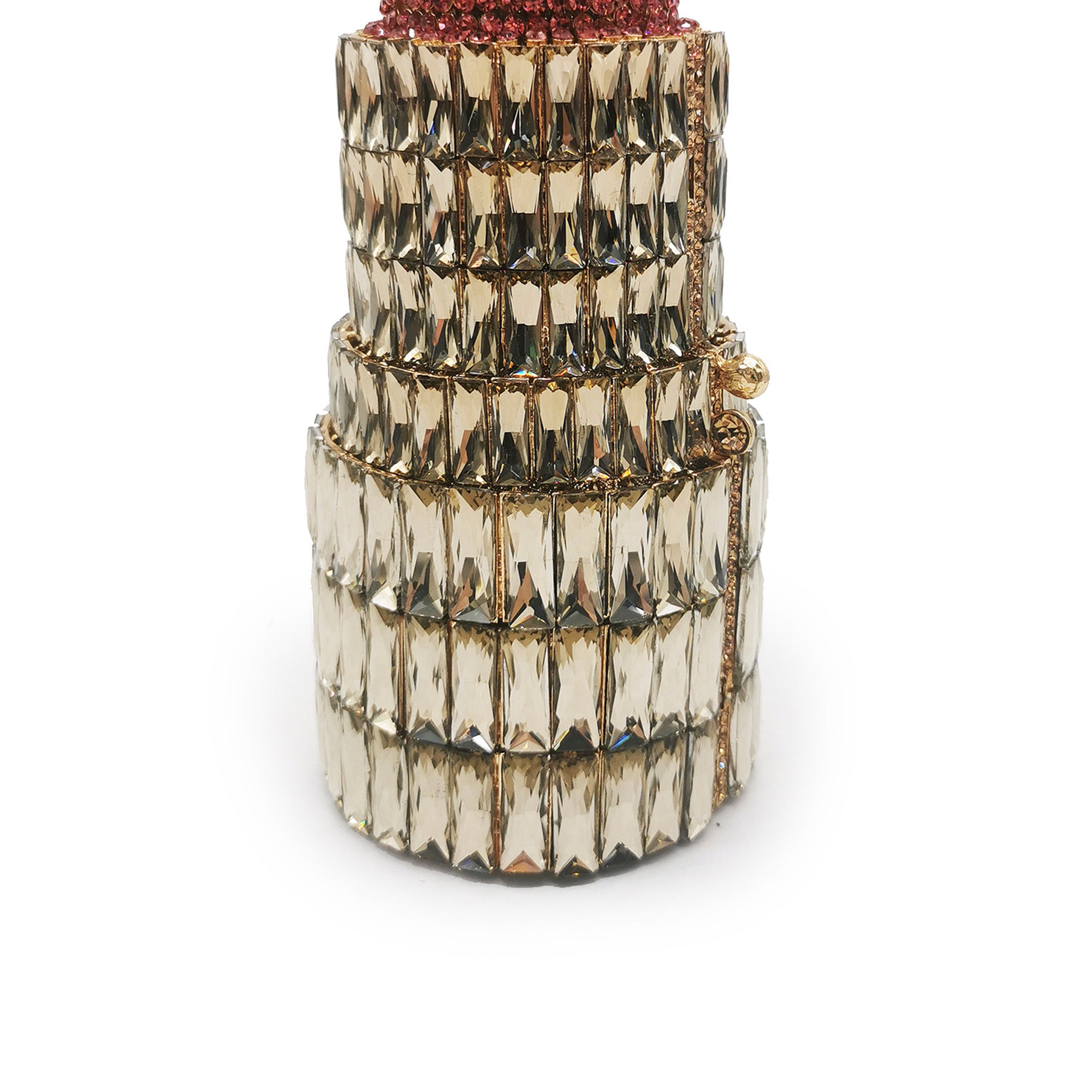 Bolso de noche con diamantes de imitación y forma de lápiz labial HB1727