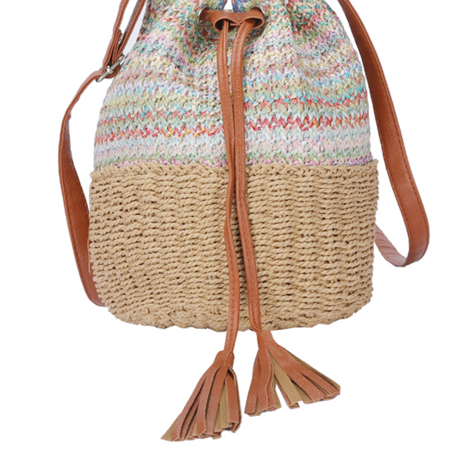 Bolso de paja con borlas HB1813