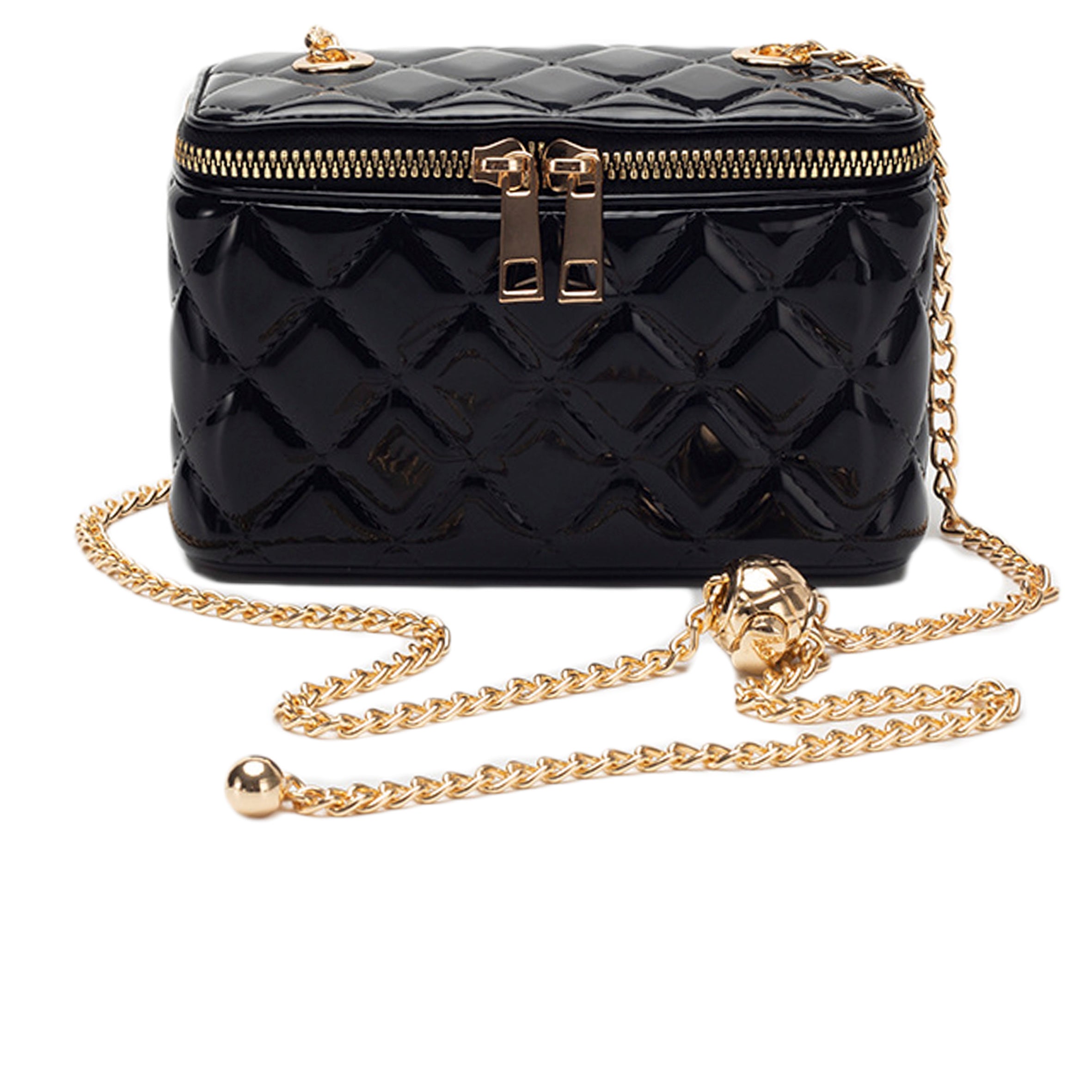 Bolso tipo cubo de piel con diseño de diamantes HB1832