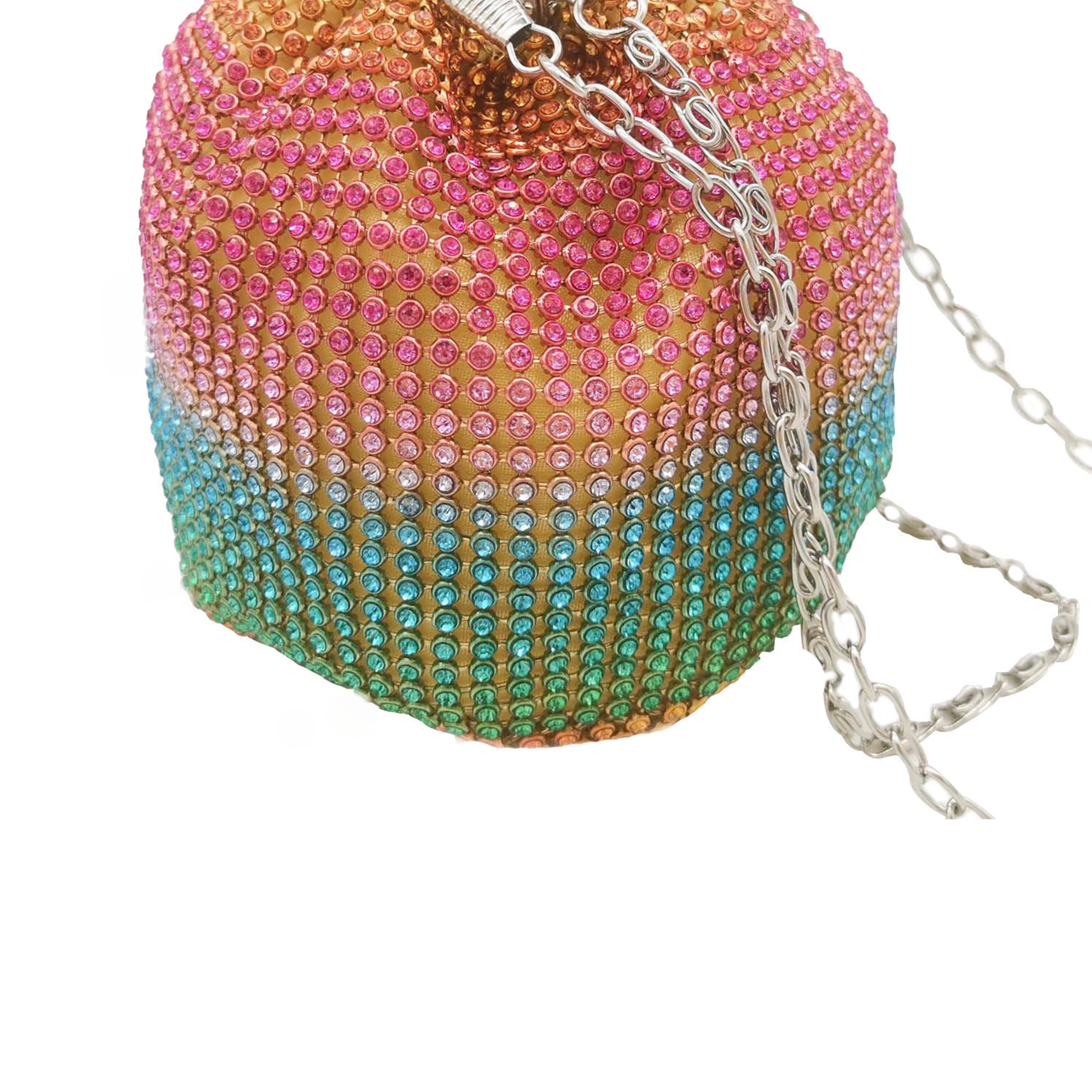 Bolso de noche con diamantes de imitación y diseño de bandera HB1884